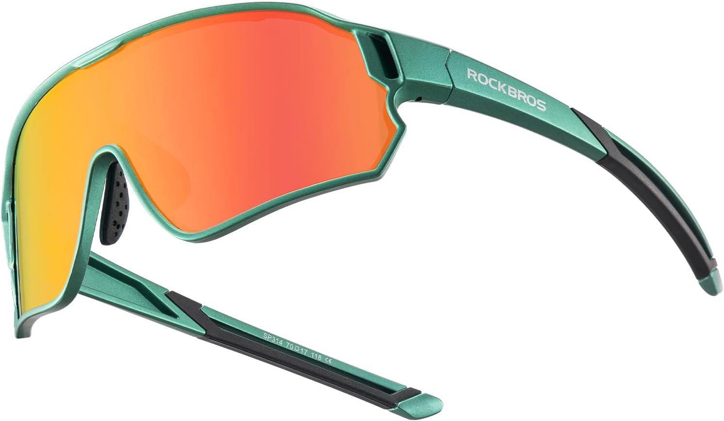 imageROCKBROS Kids Polarized Sunglasses Cycling Glasses Sport Sunglasses UV400 Protection for Youth Boys Girls Age 814Green