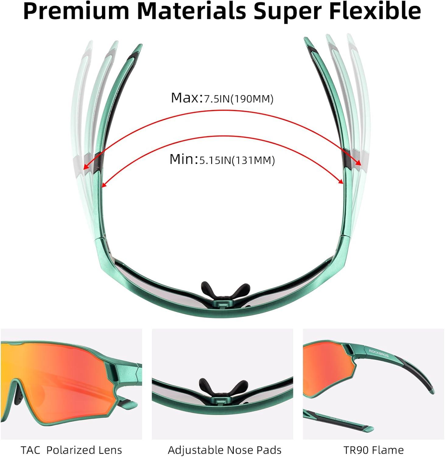imageROCKBROS Kids Polarized Sunglasses Cycling Glasses Sport Sunglasses UV400 Protection for Youth Boys Girls Age 814Green