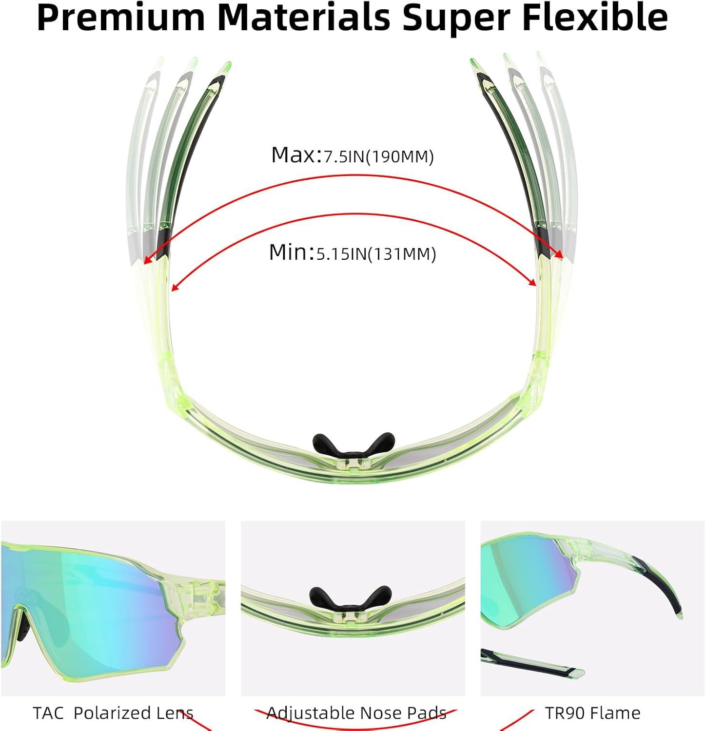 imageROCKBROS Kids Polarized Sunglasses Cycling Glasses Sport Sunglasses UV400 Protection for Youth Boys Girls Age 814Olive Green