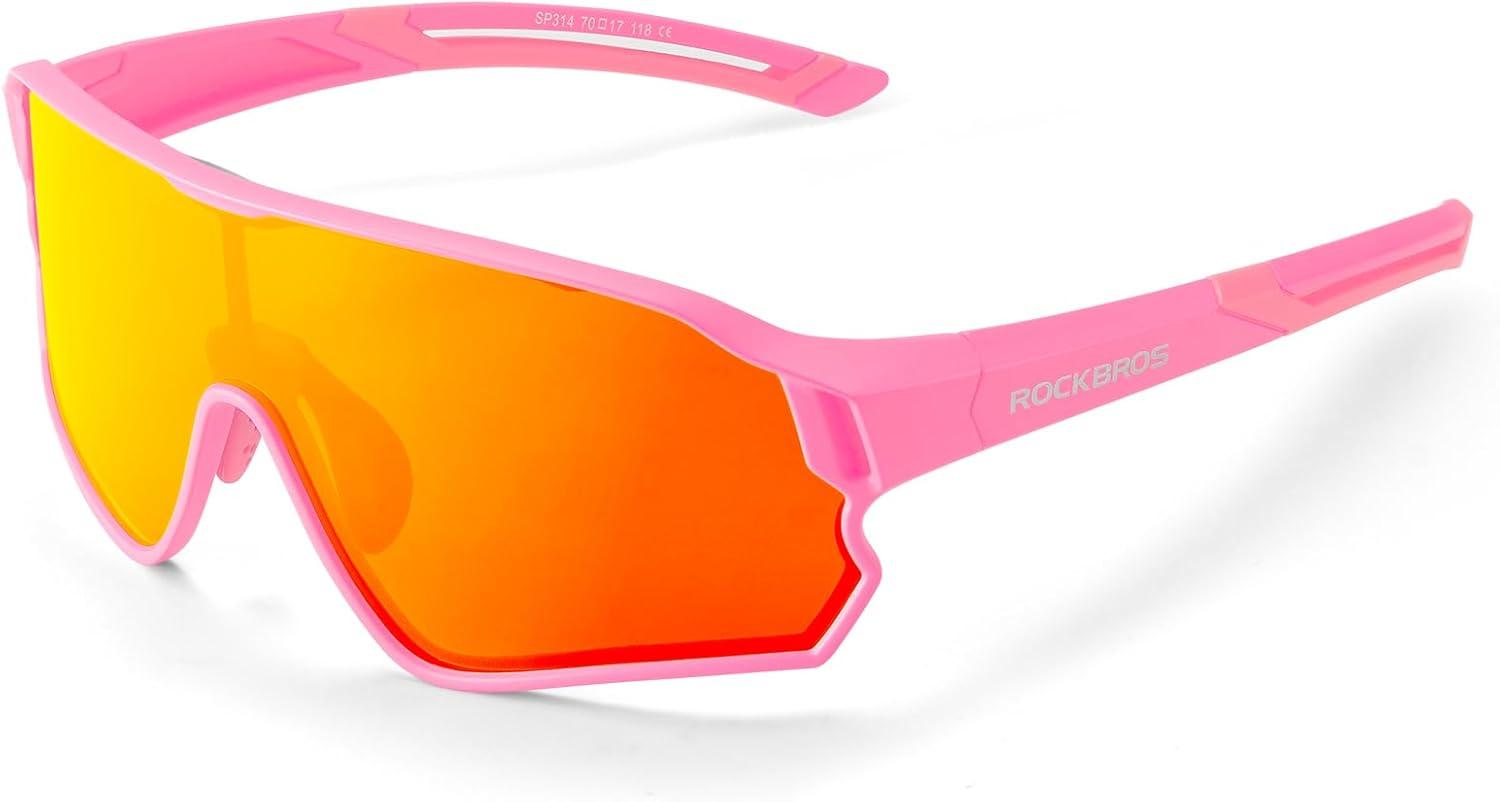 imageROCKBROS Kids Polarized Sunglasses Cycling Glasses Sport Sunglasses UV400 Protection for Youth Boys Girls Age 814Pink