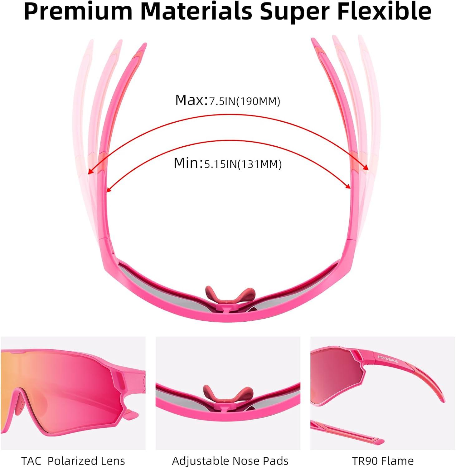 imageROCKBROS Kids Polarized Sunglasses Cycling Glasses Sport Sunglasses UV400 Protection for Youth Boys Girls Age 814Pink