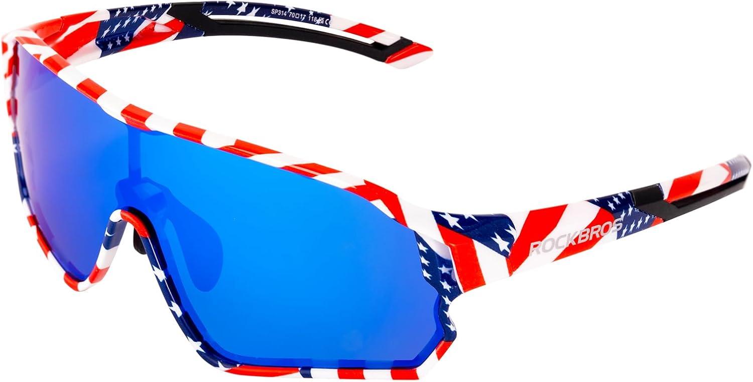 imageROCKBROS Kids Polarized Sunglasses Cycling Glasses Sport Sunglasses UV400 Protection for Youth Boys Girls Age 814Us Flag