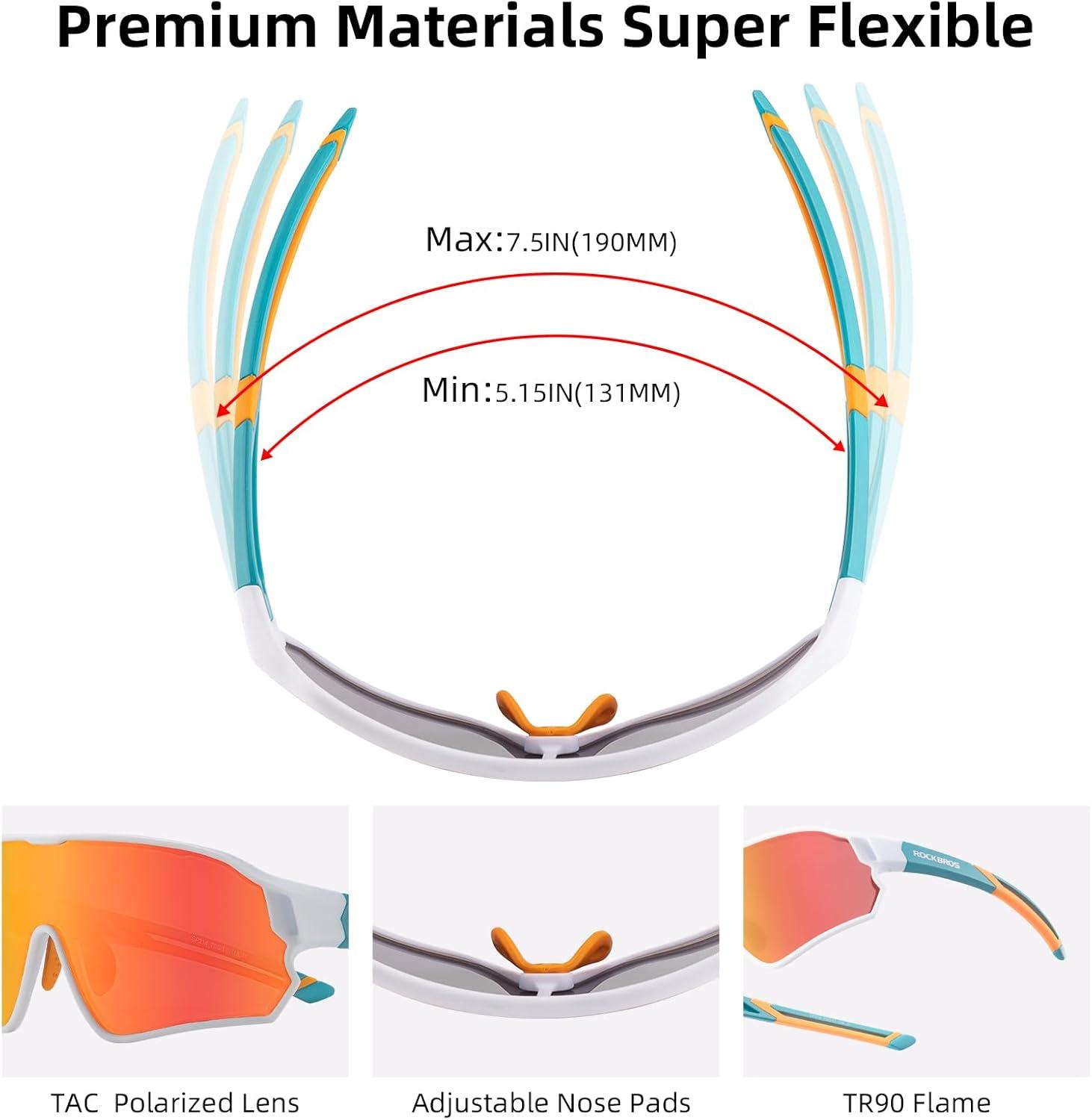 imageROCKBROS Kids Polarized Sunglasses Cycling Glasses Sport Sunglasses UV400 Protection for Youth Boys Girls Age 814White