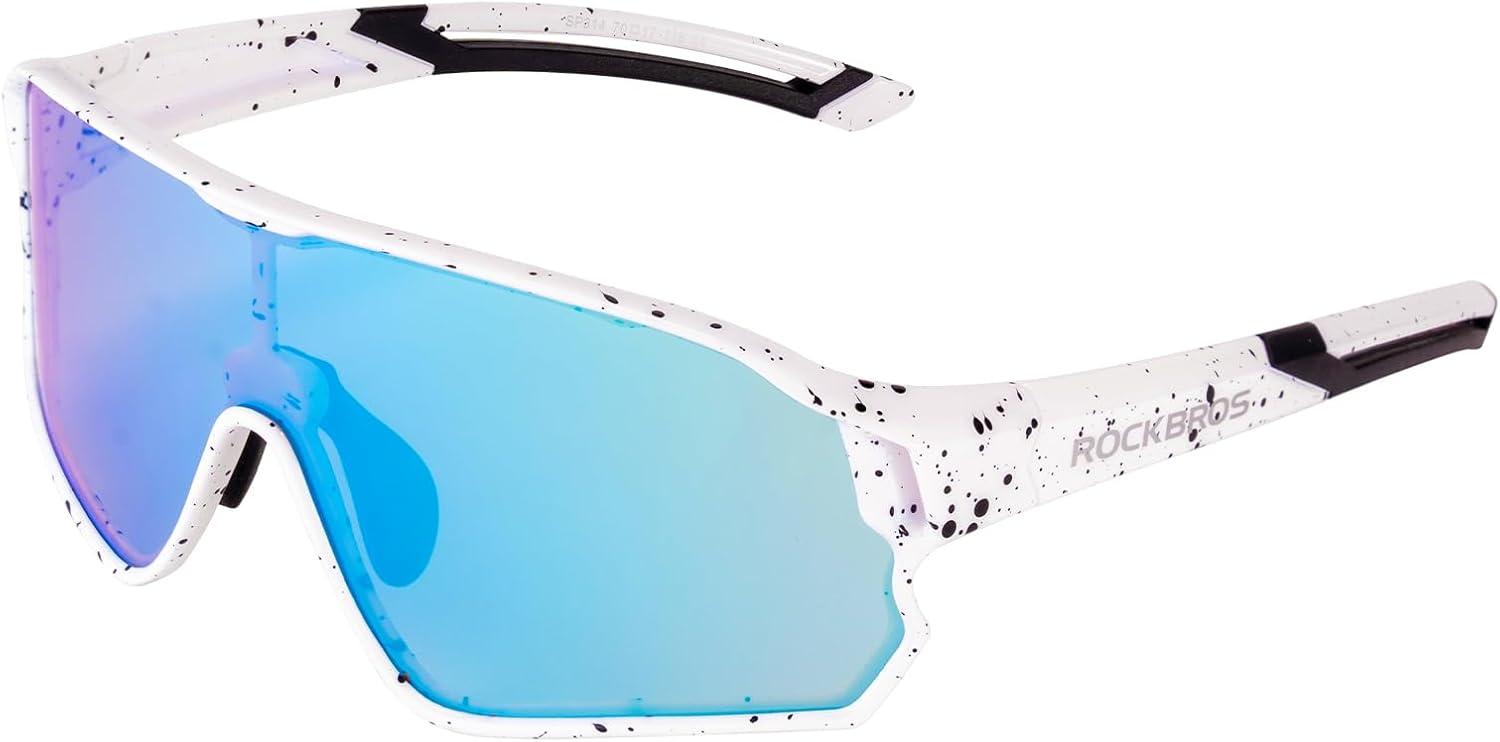 imageROCKBROS Kids Polarized Sunglasses Cycling Glasses Sport Sunglasses UV400 Protection for Youth Boys Girls Age 814White Black Spot