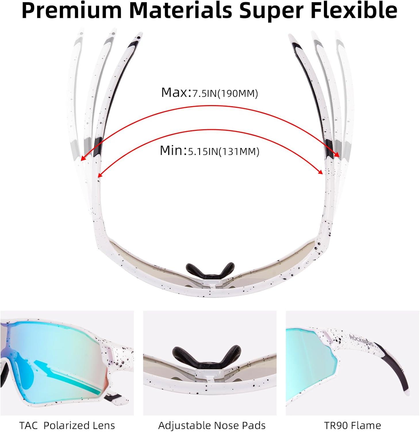 imageROCKBROS Kids Polarized Sunglasses Cycling Glasses Sport Sunglasses UV400 Protection for Youth Boys Girls Age 814White Black Spot