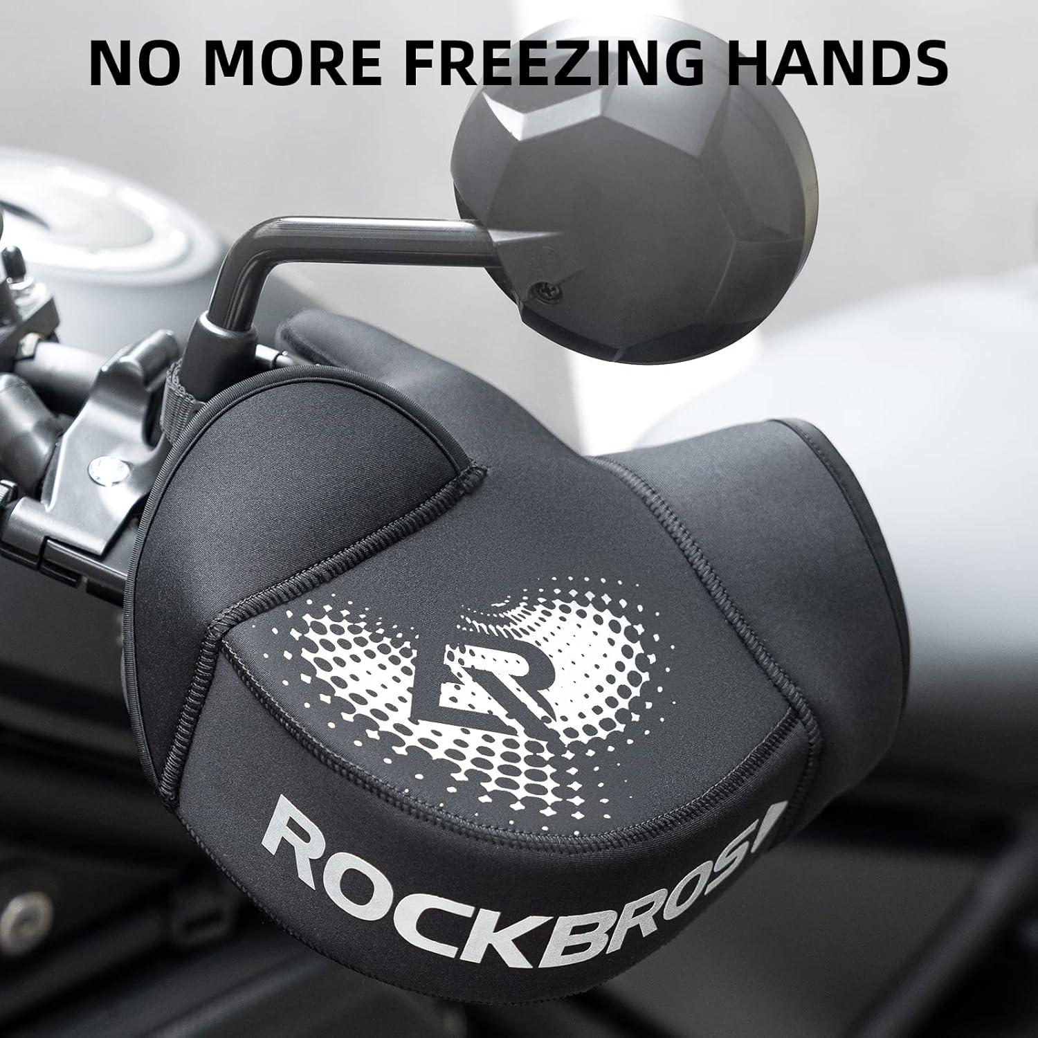 imageROCKBROS Motorcycle Handlebar Muffs Cold Weather Windproof Handlebar Mitts Motorcycle Handle Warmers Motorcycling Handbar Mittens