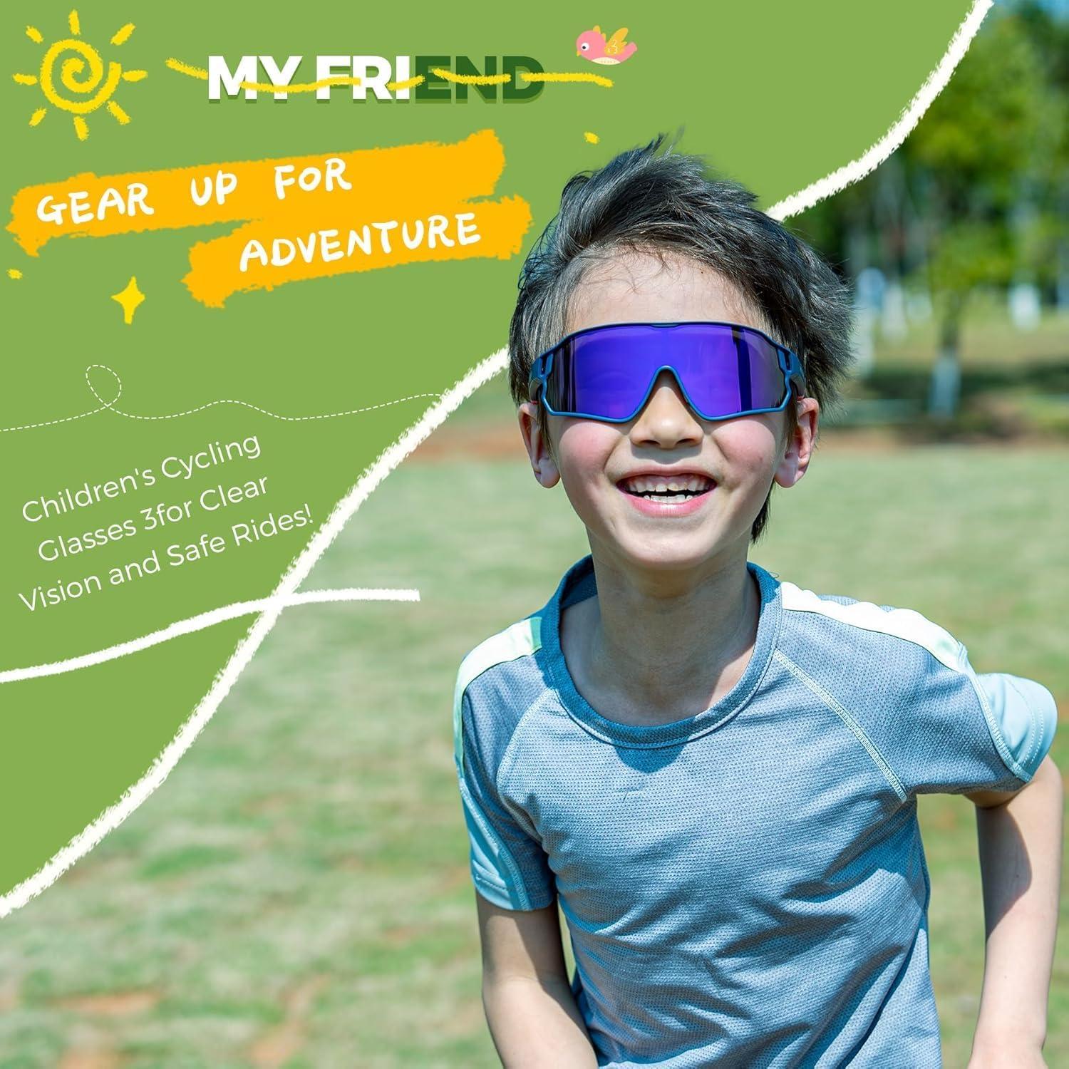 imageROCKBROS Photochromic Sports Kids Sunglasses For Boys Girls Children Youth MTB Biking Sunglasses for Kids Ages 8 to 14Black Sand