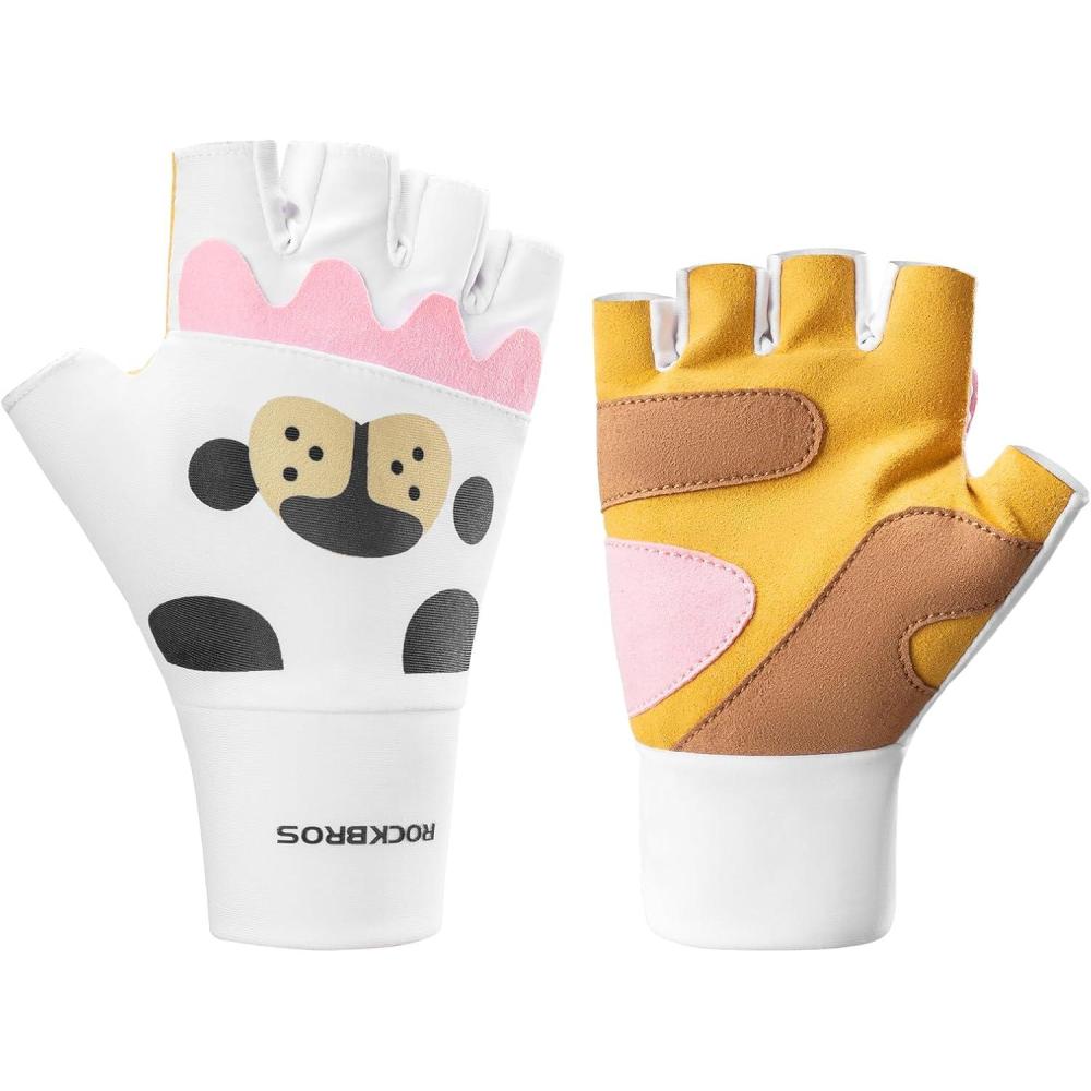 imageROCKBROS Kids Cycling Gloves Half Finger Bike Gloves Non Slip Fingerless Sport Gloves Wear Resistance Climbing Gloves for Boys Girls ChildrenXL911