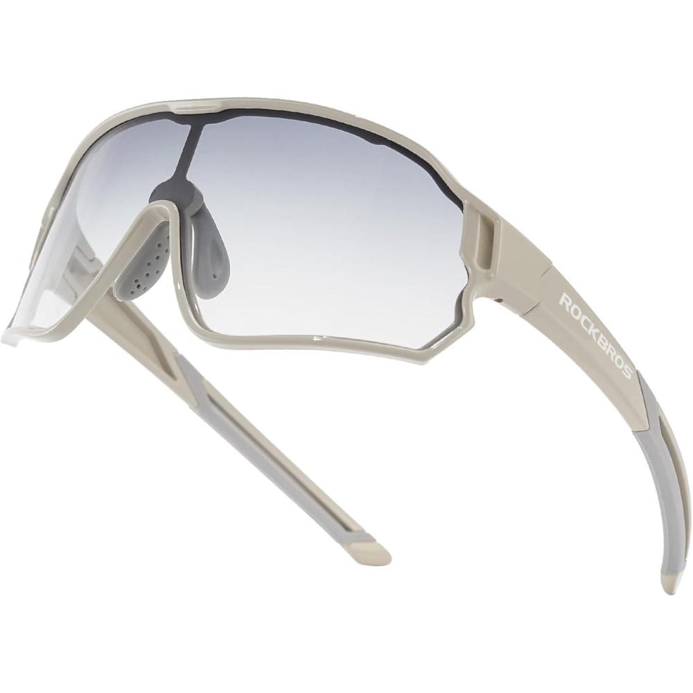 imageROCKBROS Kids Photochromic Cycling Glasses UV400 Clear to Dark Transition Sports Sunglasses for Youth Boys Girls Age 814Glossy Grey Photochromic