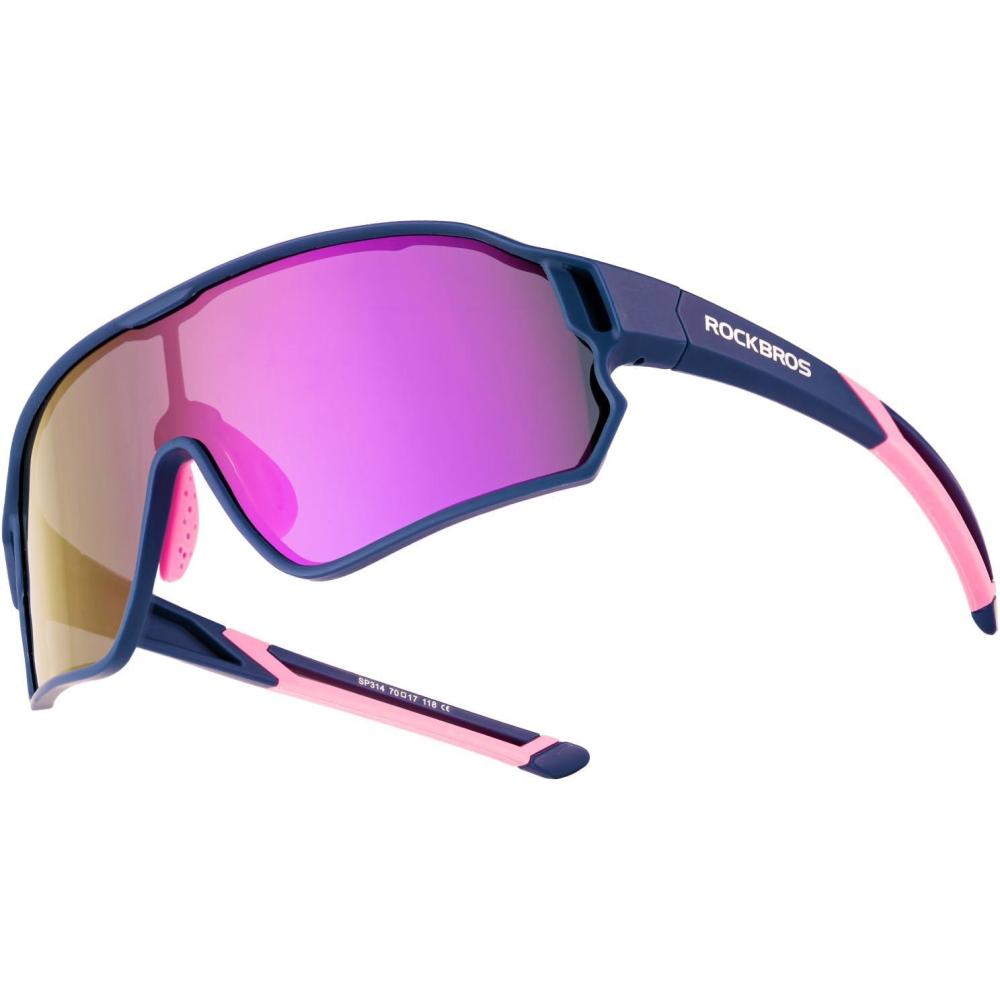 imageROCKBROS Kids Polarized Sunglasses Cycling Glasses Sport Sunglasses UV400 Protection for Youth Boys Girls Age 814Blue Purple