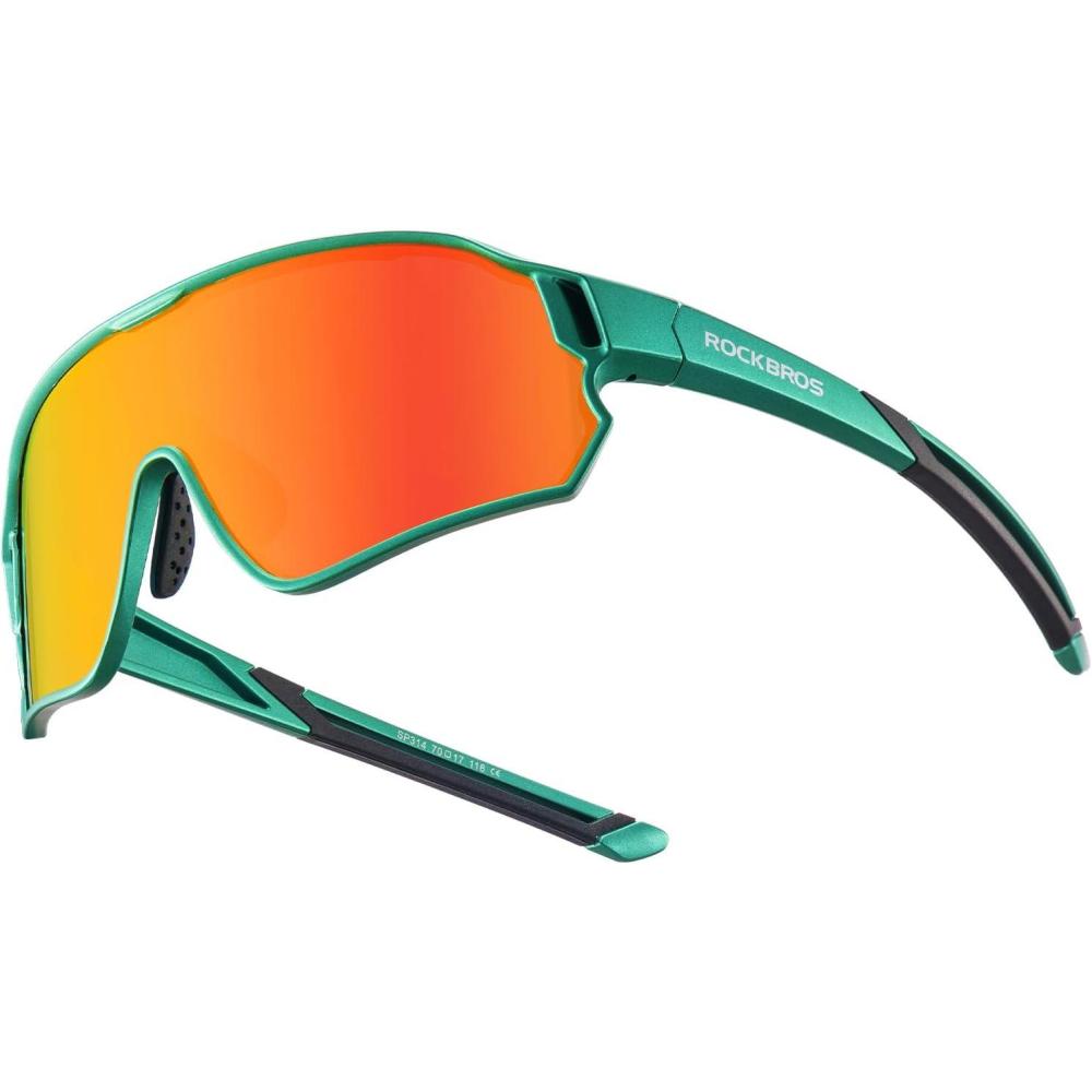 imageROCKBROS Kids Polarized Sunglasses Cycling Glasses Sport Sunglasses UV400 Protection for Youth Boys Girls Age 814Green