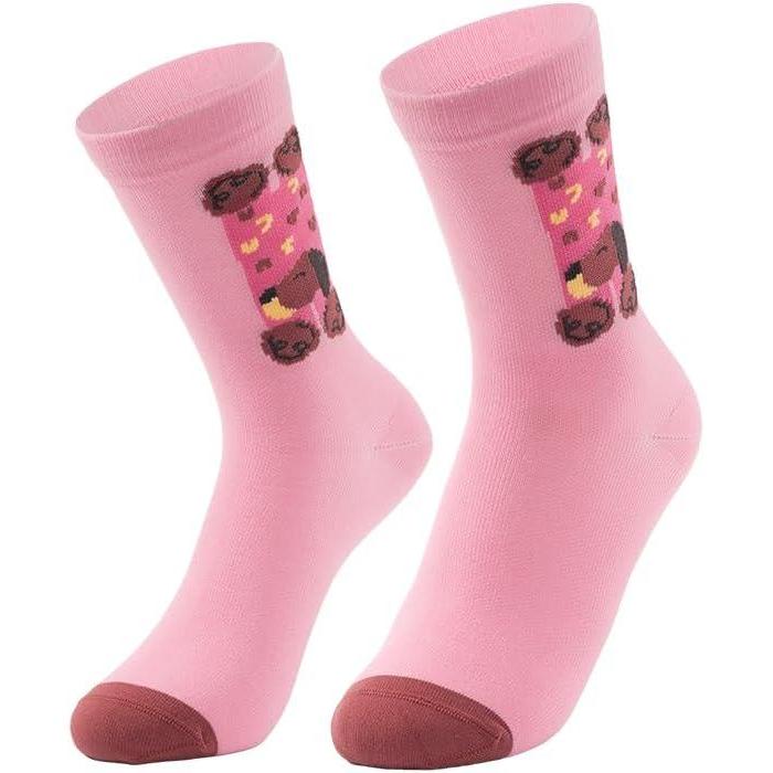 imageROCKBROS Kids Socks Birthday Gift Crew Socks Odor Control HighElastic for Youth Sports amp Biking Cartoon Novelty SockPink Dachshund