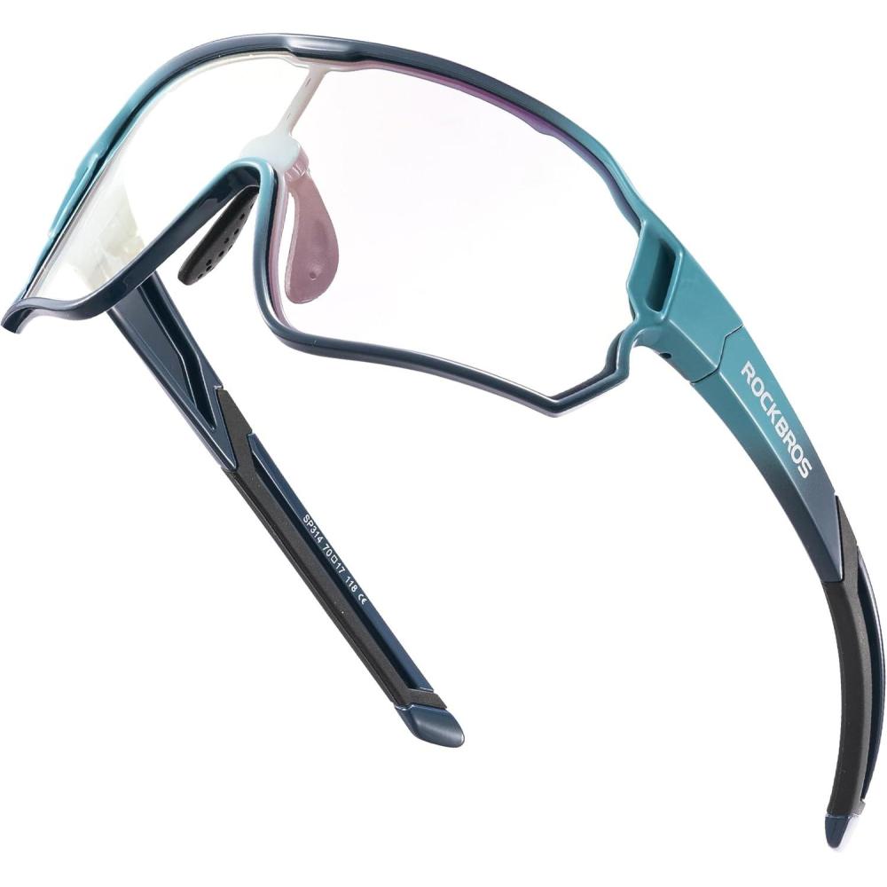 imageROCKBROS Photochromic Sports Kids Sunglasses For Boys Girls Children Youth MTB Biking Sunglasses for Kids Ages 8 to 14Biue