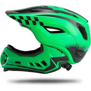 ROCKBROS Kids Full Face Bike Helmet Lightweight Toddlers Helmets Kids Mountain Bike Helmets Ages 5-14 Anti-Collision Detachable Chin Kids Helmet for BMX Skateboard Scooter