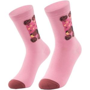 ROCKBROS Kids Socks Birthday Gift Crew Socks: Odor Control, High-Elastic for Youth Sports & Biking Cartoon Novelty Sock(Pink Dachshund)