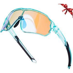 ROCKBROS Photochromic Sports Kids Sunglasses For Boys Girls Children Youth MTB Biking Sunglasses for Kids Ages 8 to 14(Green)