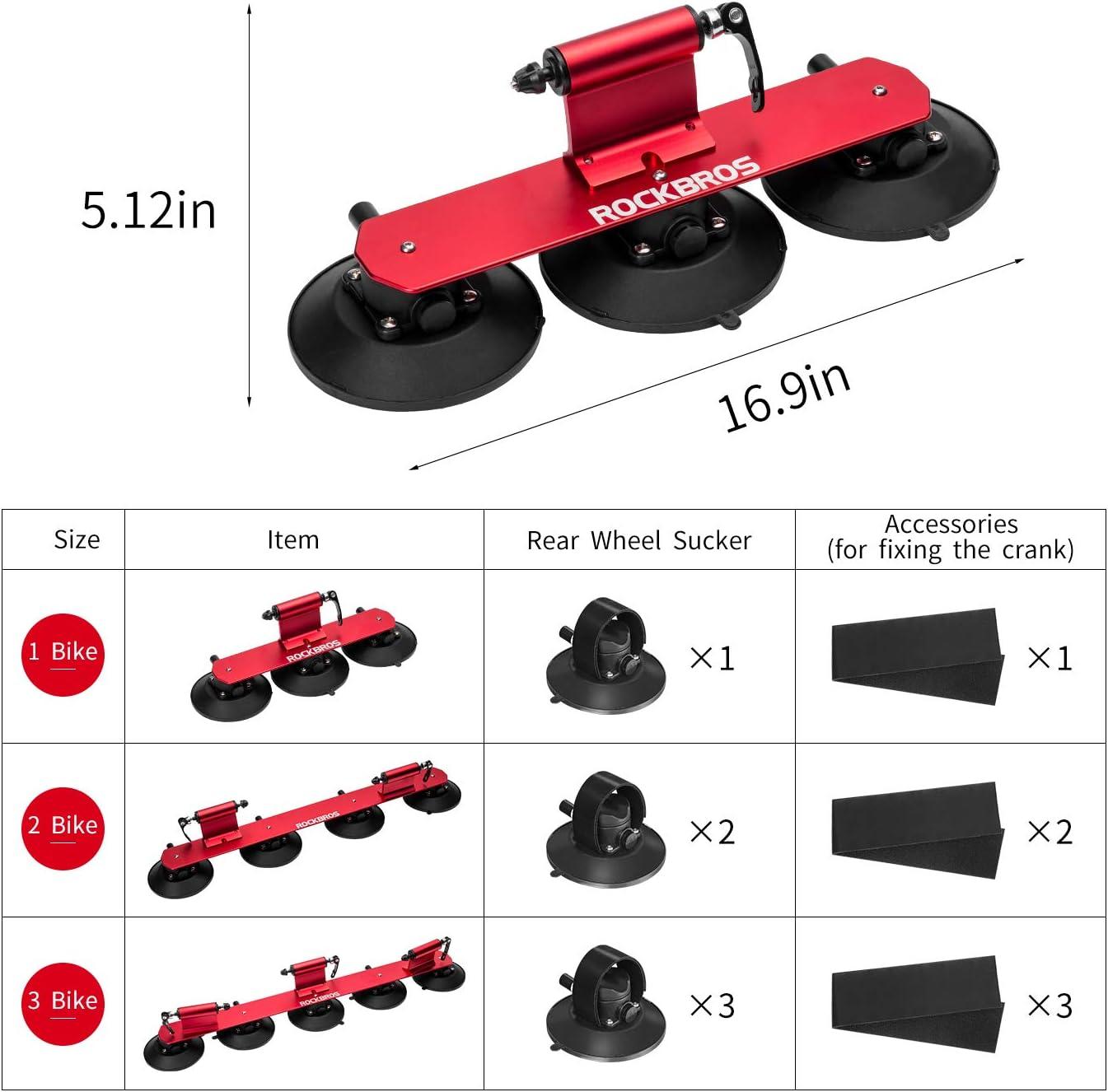 imageROCKBROS Sucker Bike Rack for Car Roof Suction Cup Bicycle Carrier Quick Release Aluminium Alloy Roof Rack1Bike Red