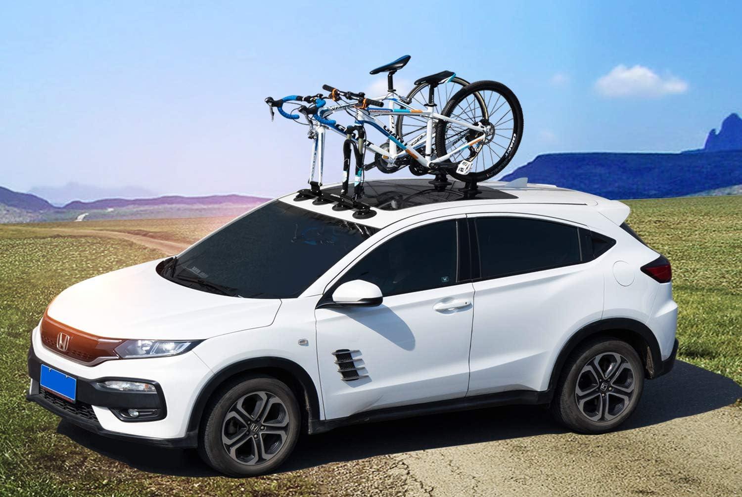 imageROCKBROS Sucker Bike Rack for Car Roof Suction Cup Bicycle Carrier Quick Release Aluminium Alloy Roof Rack1Bike Red