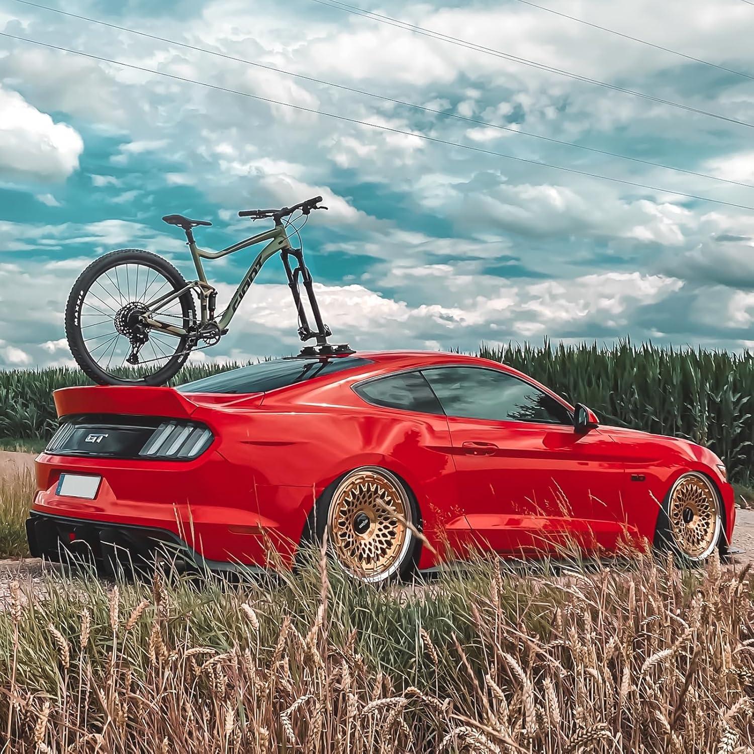 imageROCKBROS Suction Cup Bike Rack for Car Roof Top Sucker Bike Rack Quick Release Aluminium Alloy Bike Carrier with Sucker for 1 Blue1Bike Black