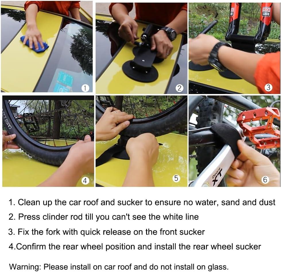 imageROCKBROS Suction Cup Bike Rack for Car Roof Top Sucker Bike Rack Quick Release Aluminium Alloy Bike Carrier with Sucker for 1 Blue1Bike Black