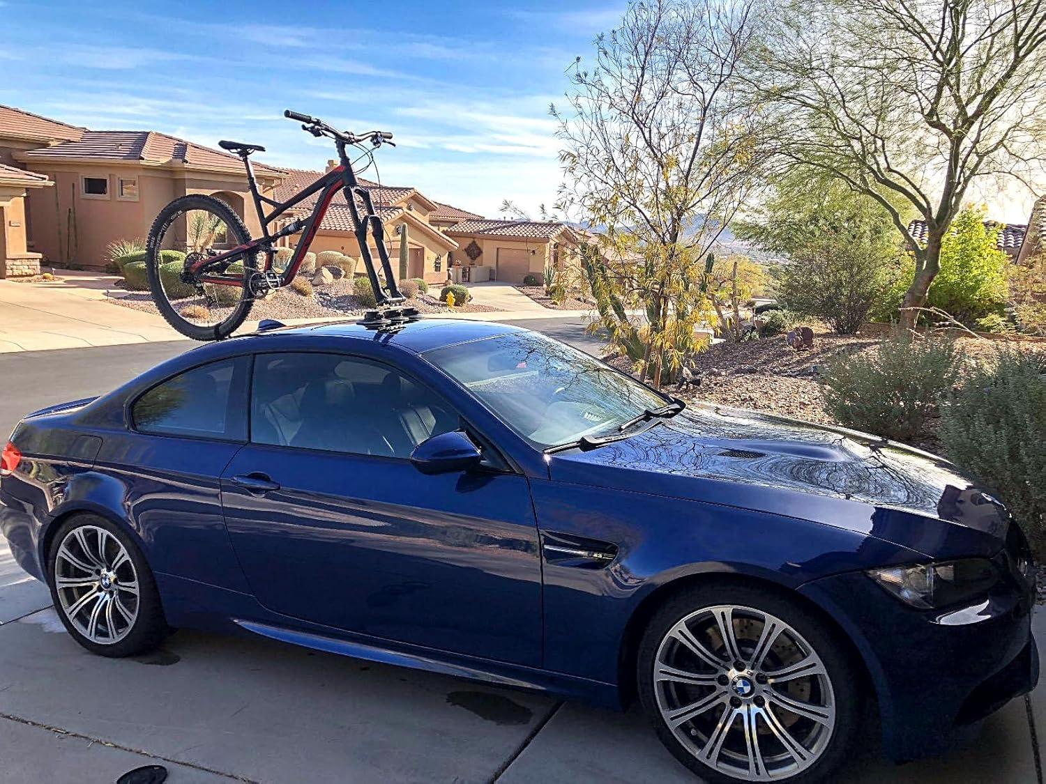imageROCKBROS Suction Cup Bike Rack for Car Roof Top Sucker Bike Rack Quick Release Aluminium Alloy Bike Carrier with Sucker for 1 Blue1Bike Blue