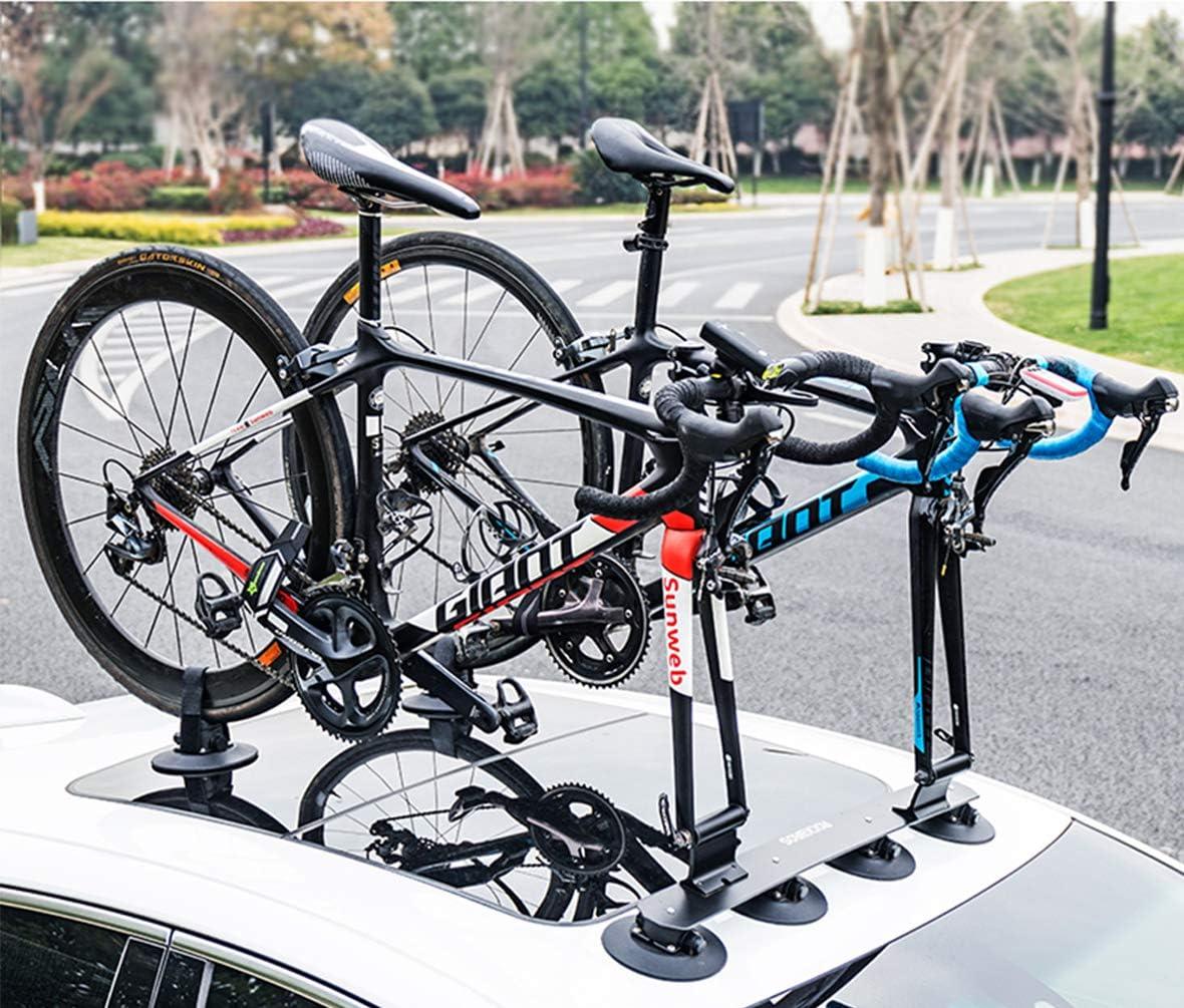imageROCKBROS Suction Cup Bike Rack for Car Roof Top Sucker Bike Rack Quick Release Aluminium Alloy Bike Carrier with Sucker for 1 BlueMax 3Bikes Black