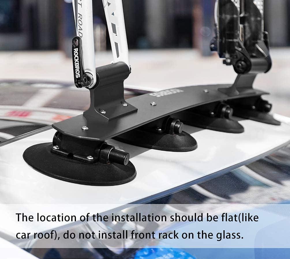 imageROCKBROS Suction Cup Bike Rack for Car Roof Top Sucker Bike Rack Quick Release Aluminium Alloy Bike Carrier with Sucker for 1 BlueMax 3Bikes Black