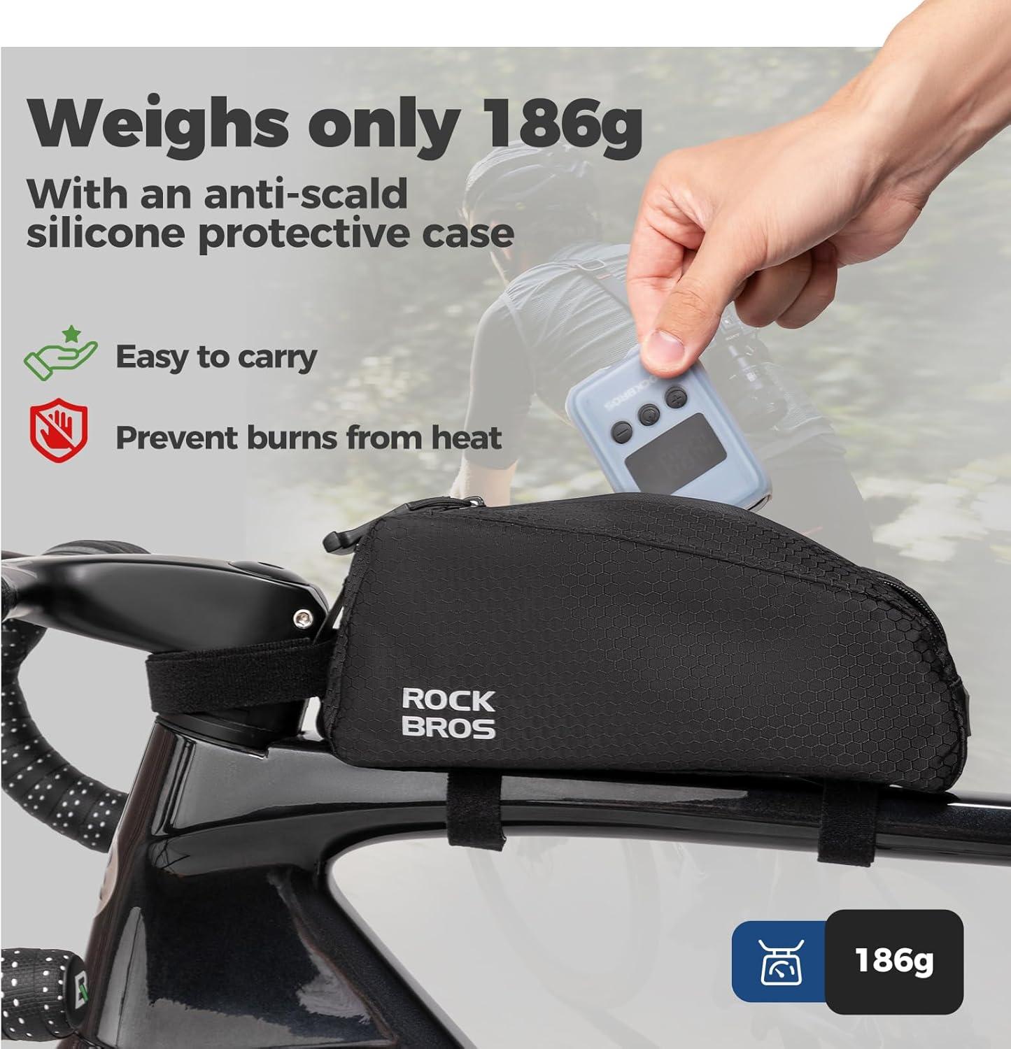 imageROCKBROS Tiny Emergency Bike Pump HW140 with Gauge Max 150 PSI Electric Mini Pump with Protective Silicone Cover Fully Charged Inflate 1x 700 25C Tire Hose for Bike MTB BallsHW140 Dual Pack