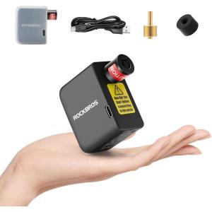 ROCKBROS Electric Mini Bike Pump Max 100 PSI Bicycle Pocket-Size Air Pump with Presta Schrader Valve, Durable Aluminum Cycling Gifts for E-Bike, MTB, and Road Bike(AS1)