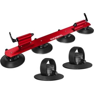 ROCKBROS Sucker Bike Rack for Car Roof Suction Cup Bicycle Carrier Quick Release Aluminium Alloy Roof Rack(Max 2-Bikes Red)