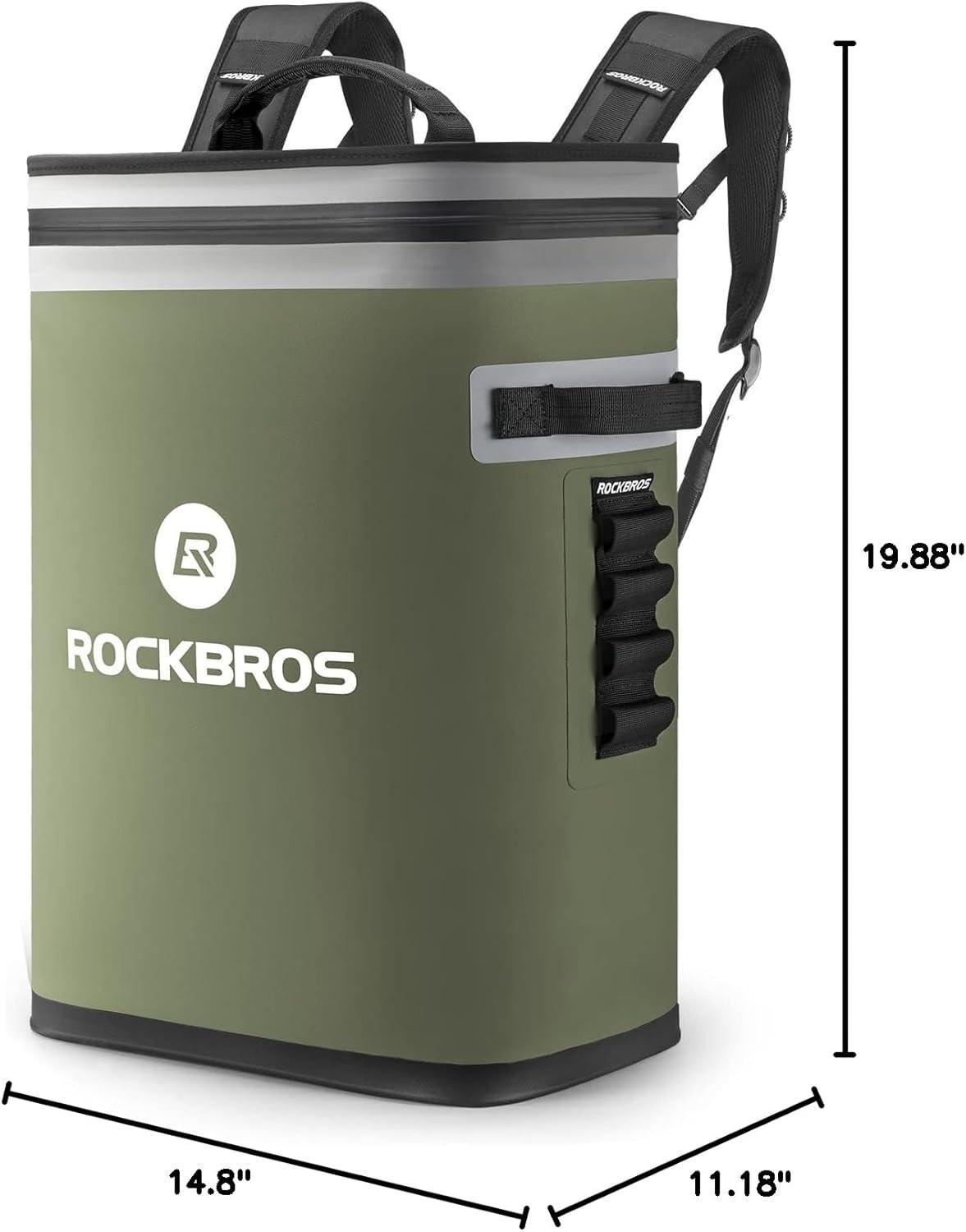 imageROCKBROS Backpack Cooler LeakProof Soft Sided Cooler Waterproof Insulated Backpack Cooler Bag 36 Can Soft Cooler for Camping Fishing Party Outdoor Adventure Picnic36 Can Green