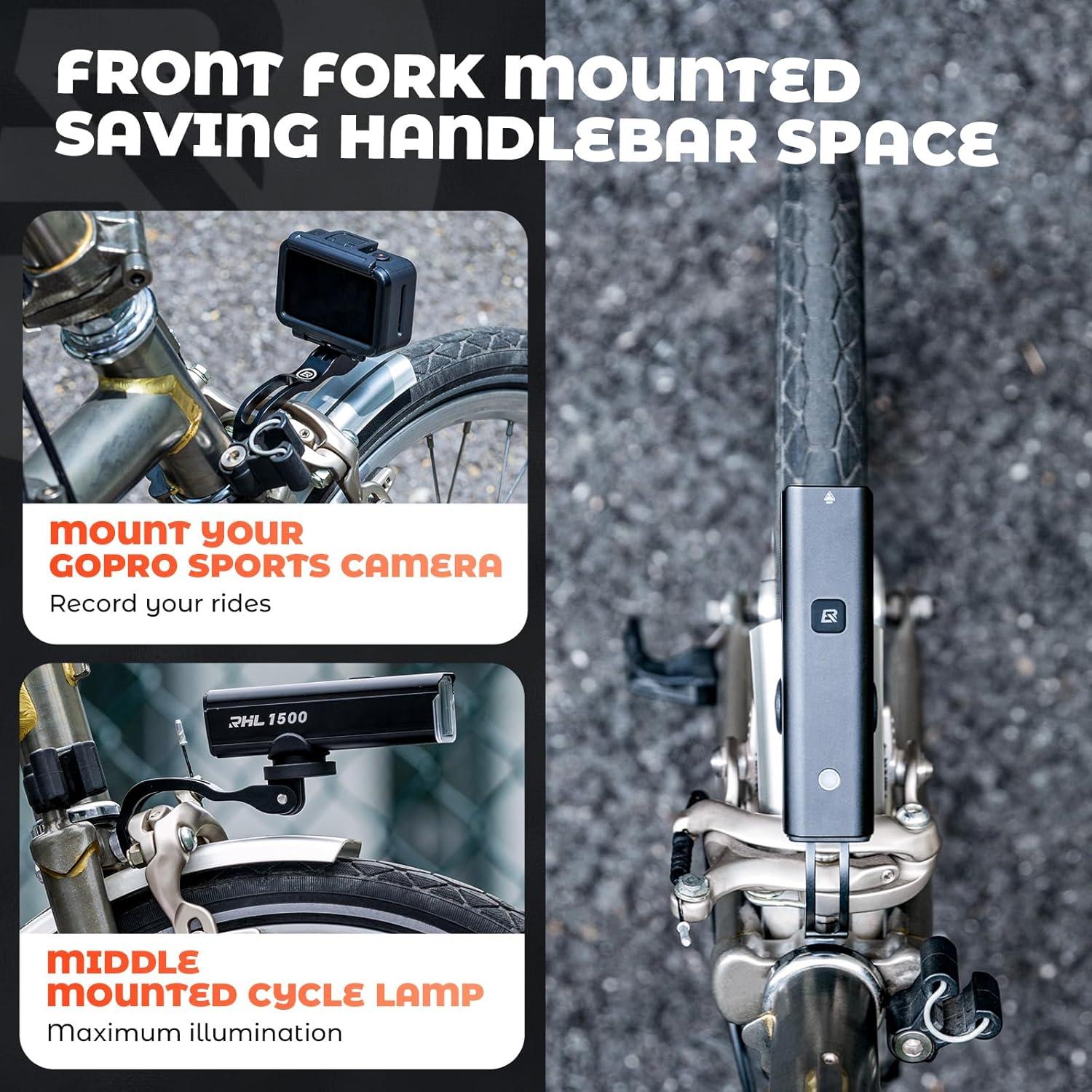 imageROCKBROS Bicycle Headlight Holder Bike Front Light Extender Holder Stand Bracket Cycling Part for Brompton Folding Bike