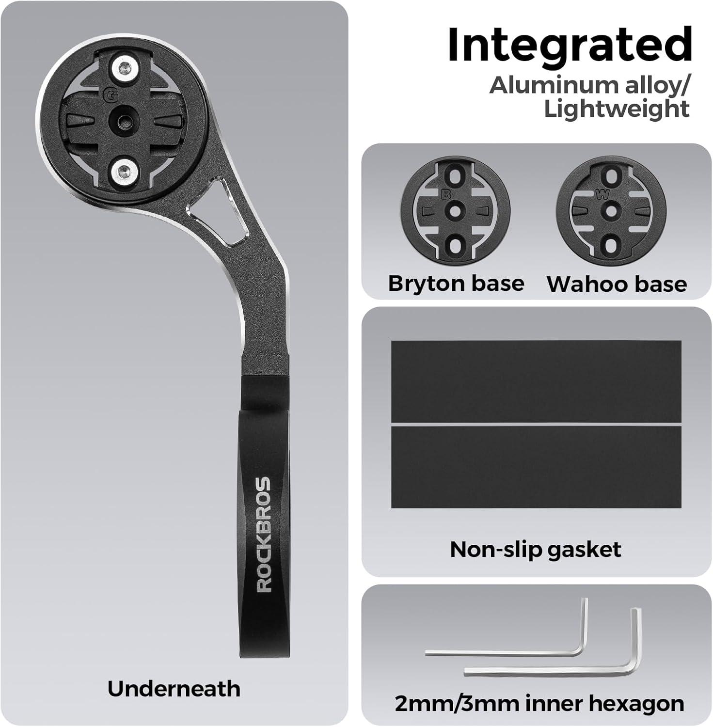 imageROCKBROS Bike Computer Mount Common Extended Out Front Bike Mount Adapter for Handlebar 318 mm