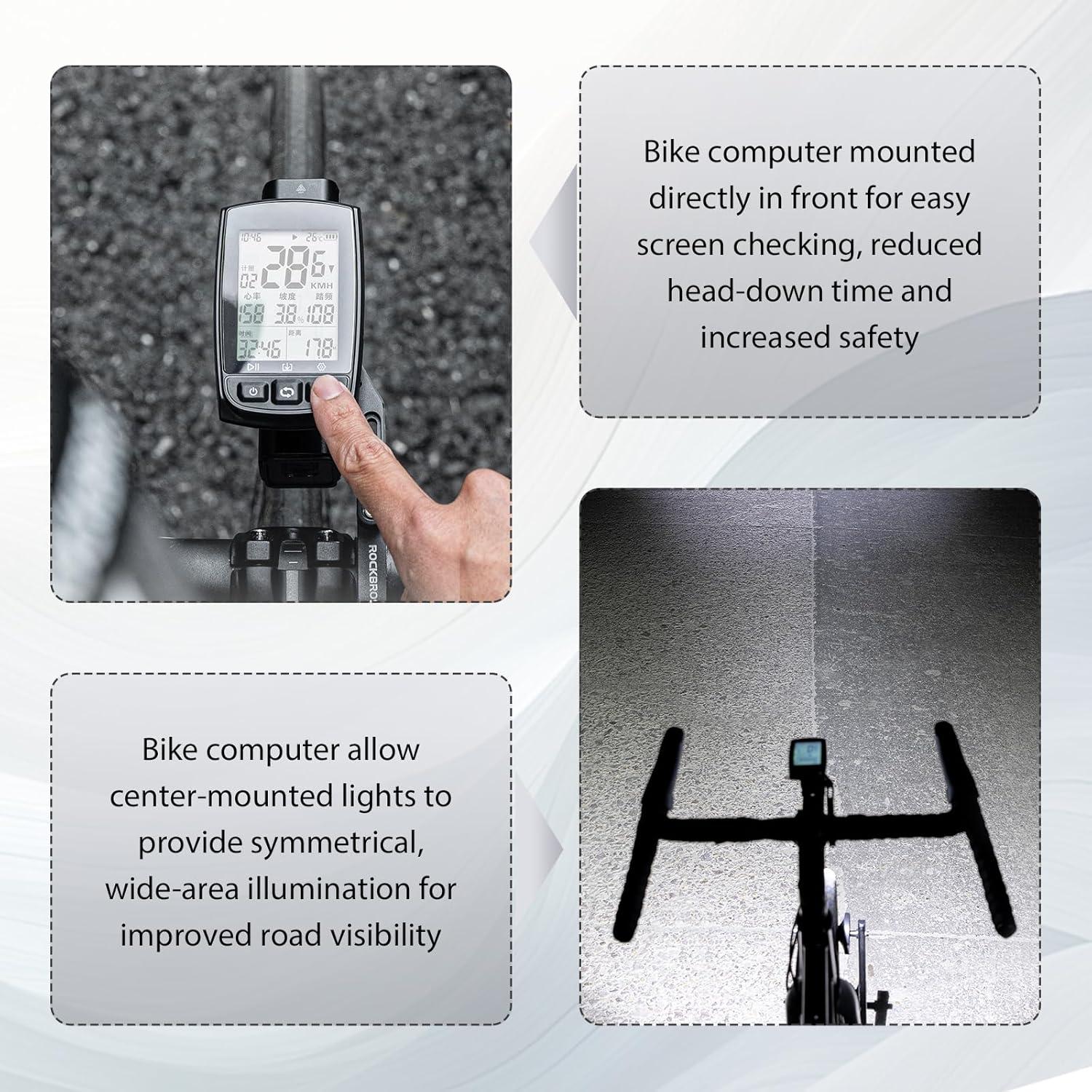 imageROCKBROS Bike Computer Mount Common Extended Out Front Bike Mount Adapter for Handlebar 318 mm