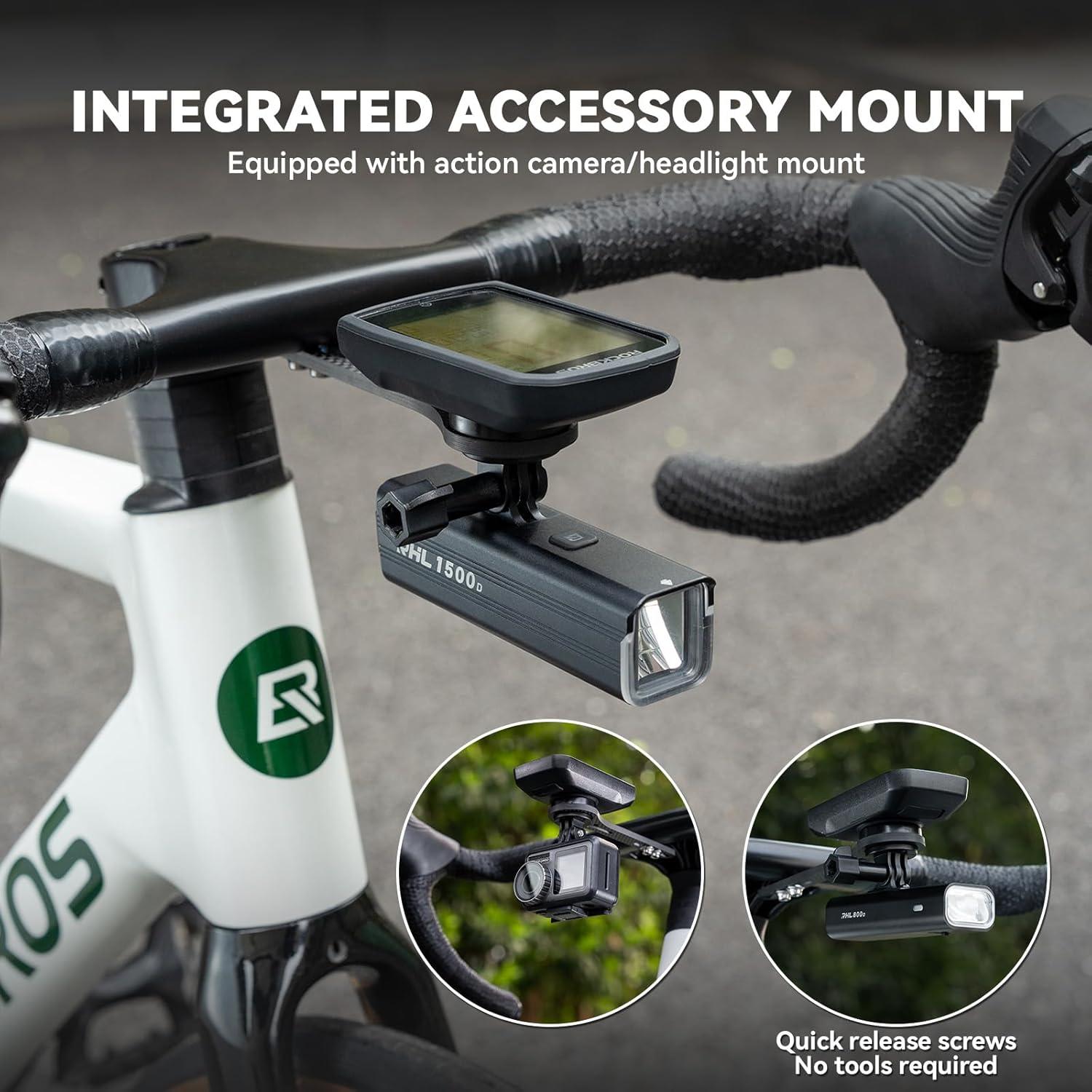 imageROCKBROS Bike Computer Mount OutFront Compatible with Garmin amp Mainstream Watch TablesEquipped with Multiple Types of BasesCarbon Fiber