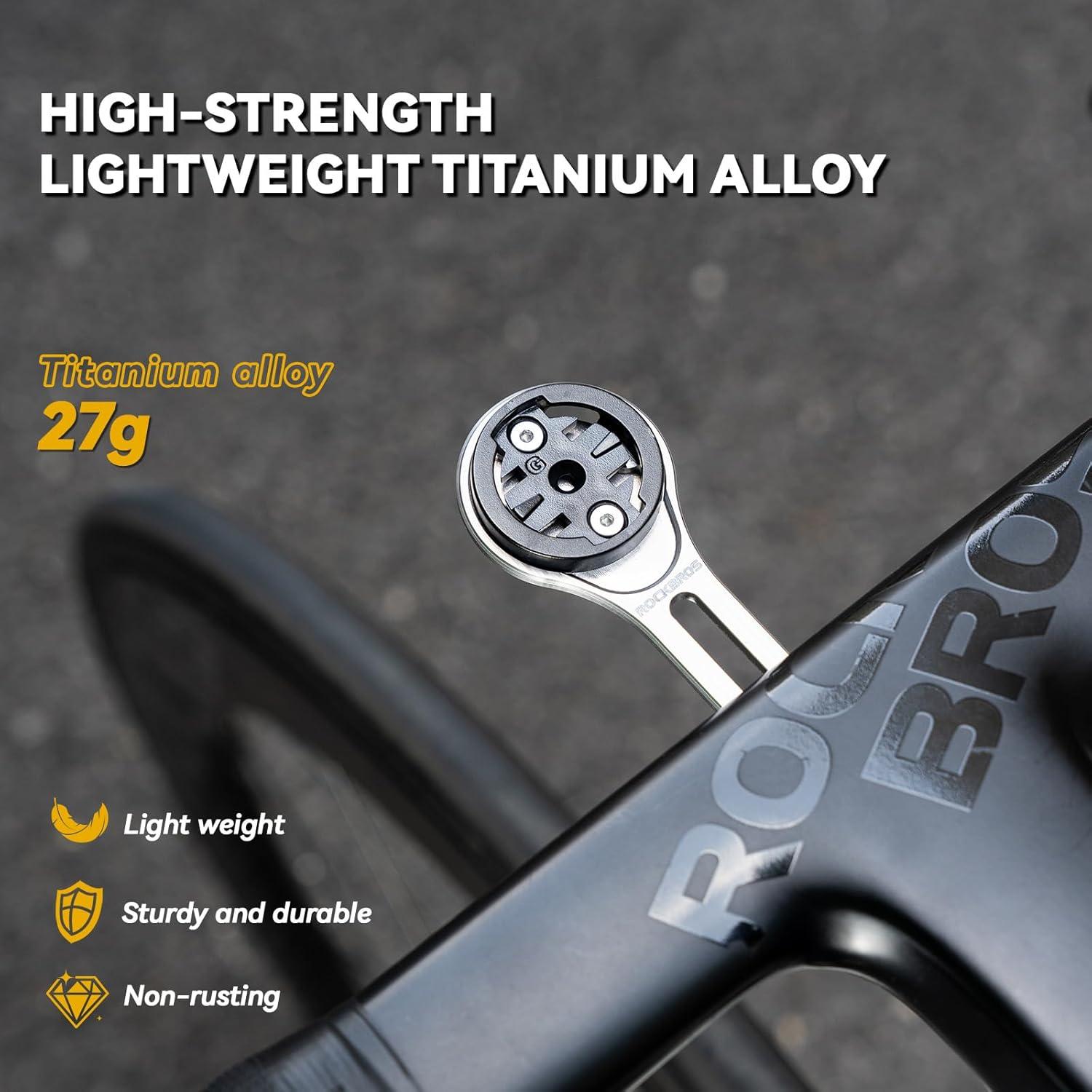imageROCKBROS Bike Computer Mount OutFront Compatible with Garmin amp Mainstream Watch TablesEquipped with Multiple Types of BasesTitanium Alloy