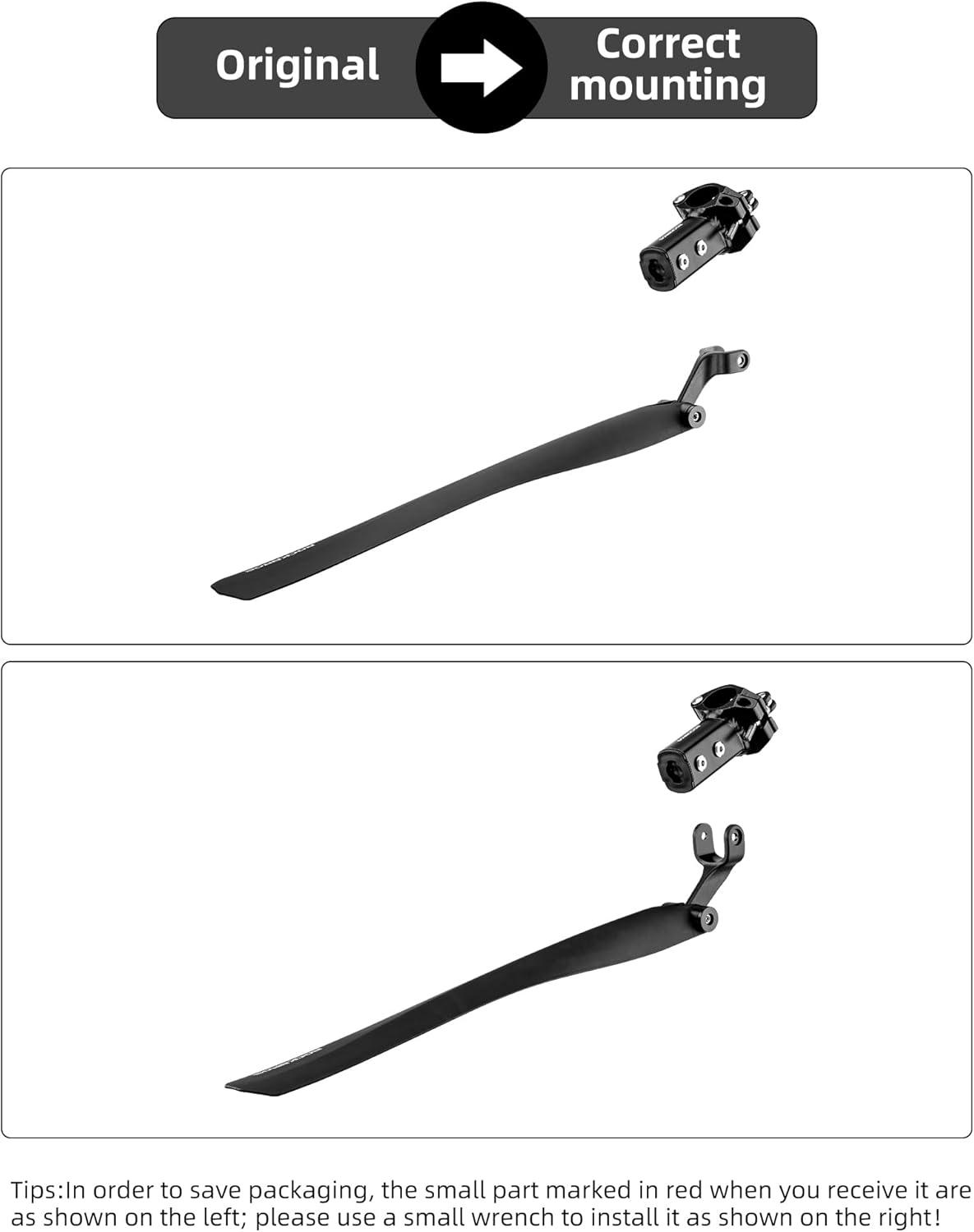 imageROCKBROS Bike Fenders Adjustable Rear Fenders Bike Mudguard MTB Fenders Cycling Mud Guard Splash Guard with Taillight