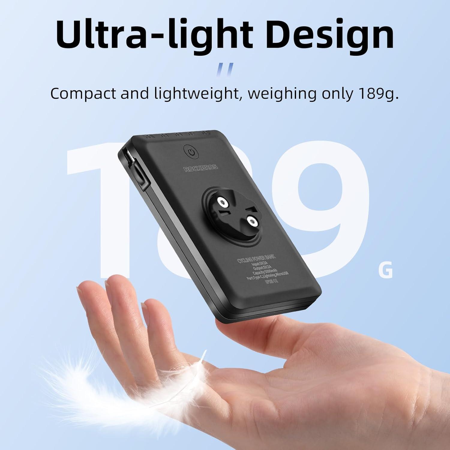 imageROCKBROS Bike Mount Compatible with Cycling Computer 10000mAh 5000mAh TypeC Recharge Bike Light10000mAh