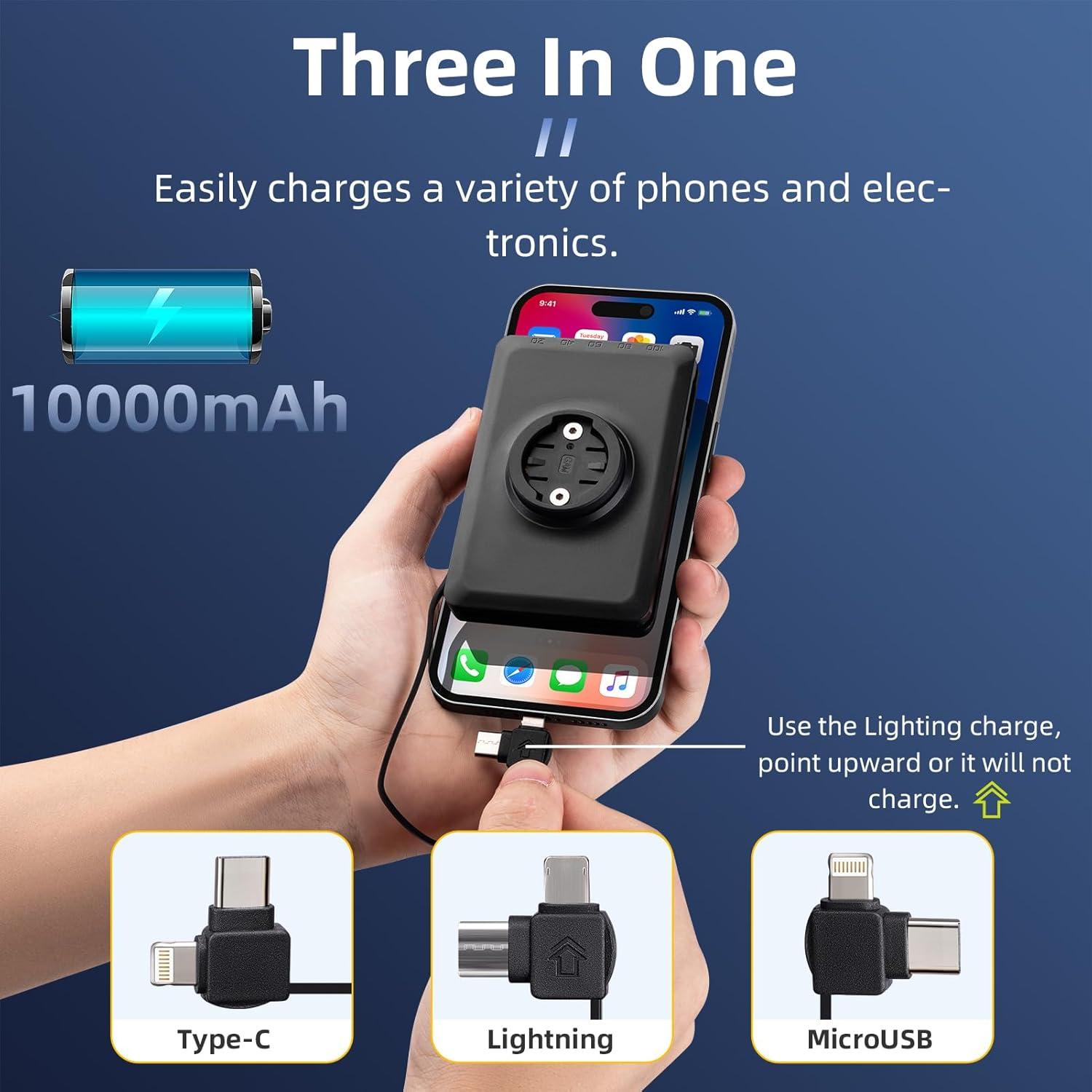 imageROCKBROS Bike Mount Compatible with Cycling Computer 10000mAh 5000mAh TypeC Recharge Bike Light10000mAh