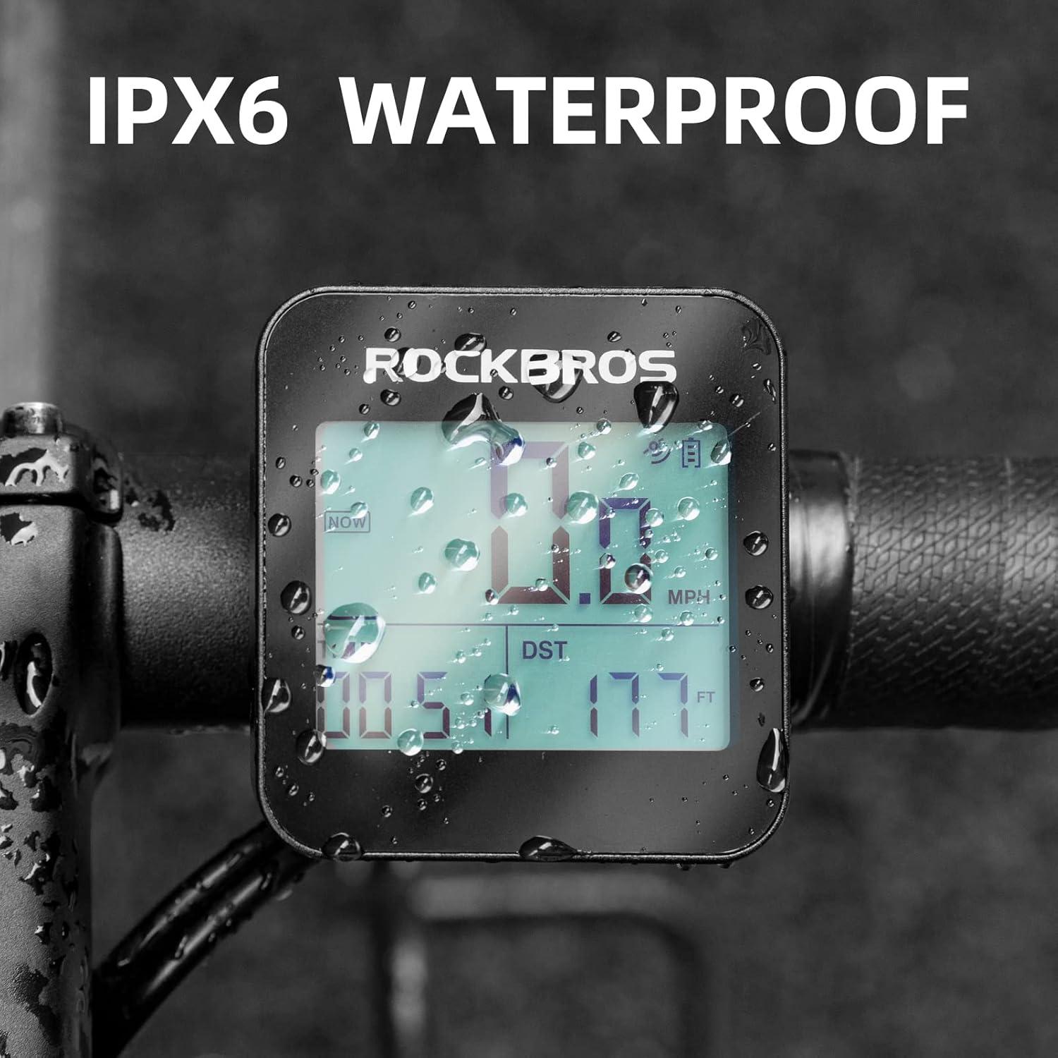 imageROCKBROS GPS Bike Computer with Mount Cycling Computer with Automatic Backlight Bicycle Odometer IPX6 Waterproof and 600mAH Battery Large Display Screen