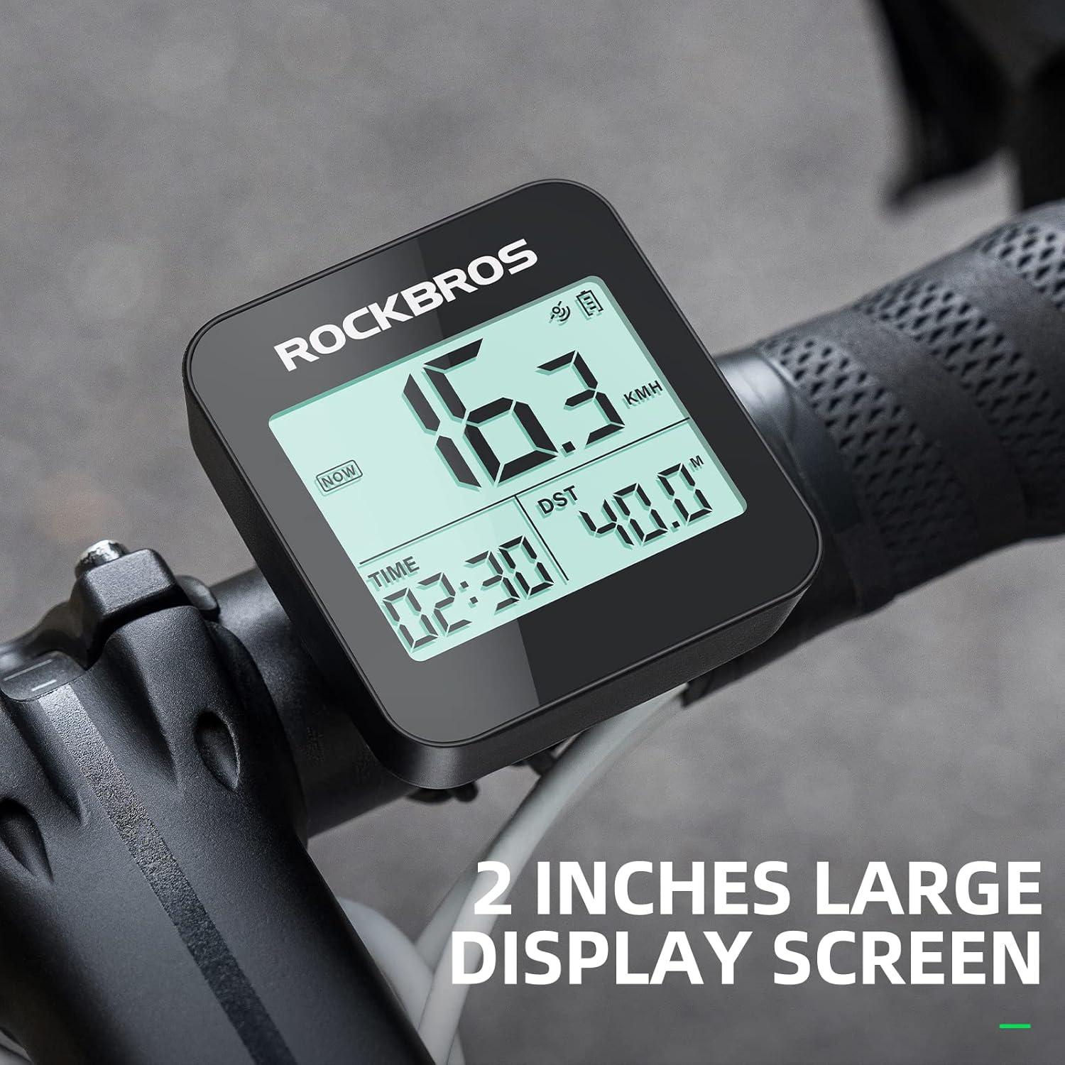 imageROCKBROS GPS Bike Computer with Mount Cycling Computer with Automatic Backlight Bicycle Odometer IPX6 Waterproof and 600mAH Battery Large Display Screen