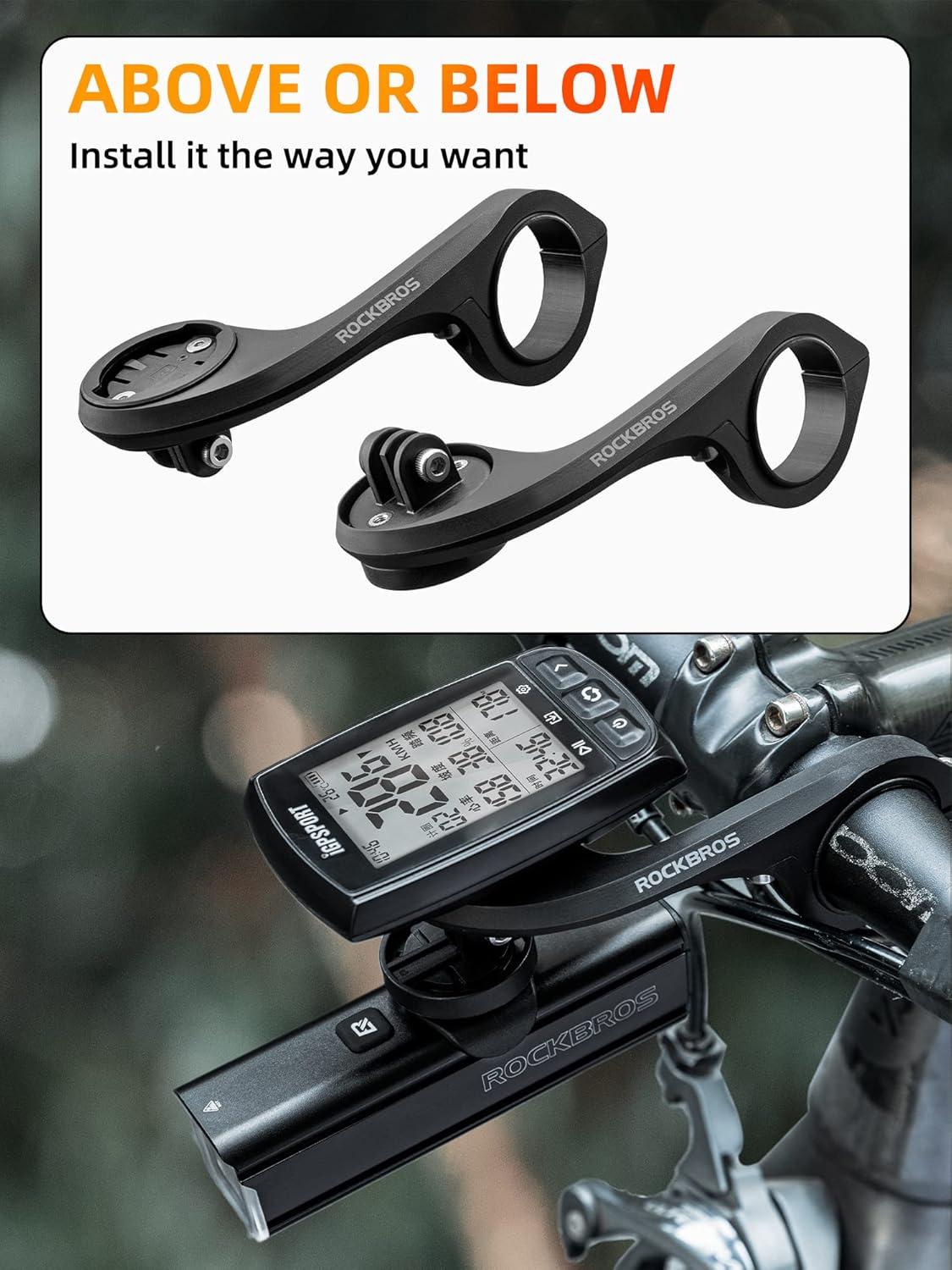 imageROCKBROS Out Front Mount Compatible with Garmin iGPSPORT Bike Handlebar 126138 3235mm