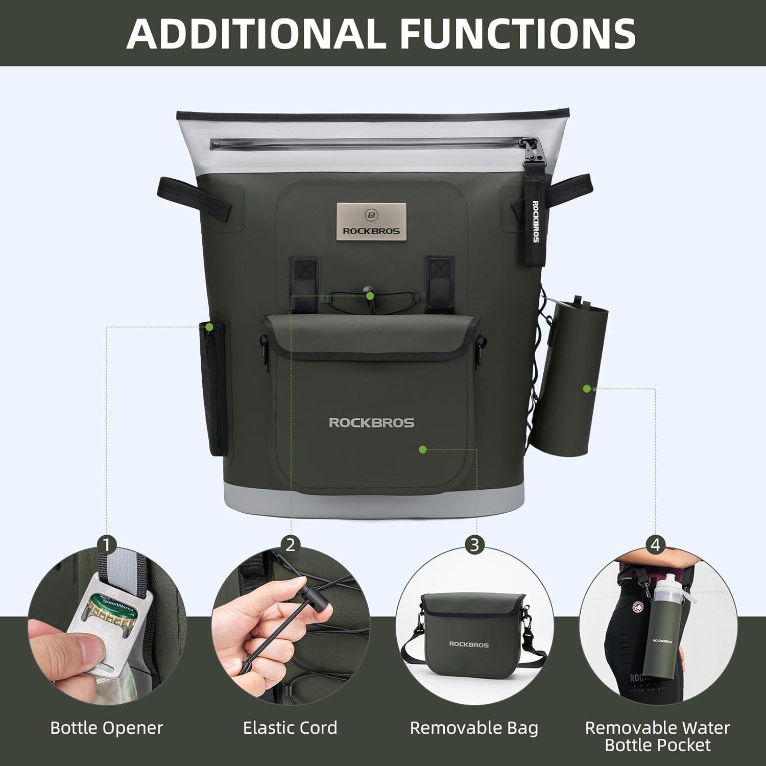 imageROCKBROS Soft Cooler Bag with Removeable Pockets Large Cooler Backpack for 36 Can LeakProof amp Portable Cooler Bags Insulated for Summer Travel Camping Beach PicnicGray