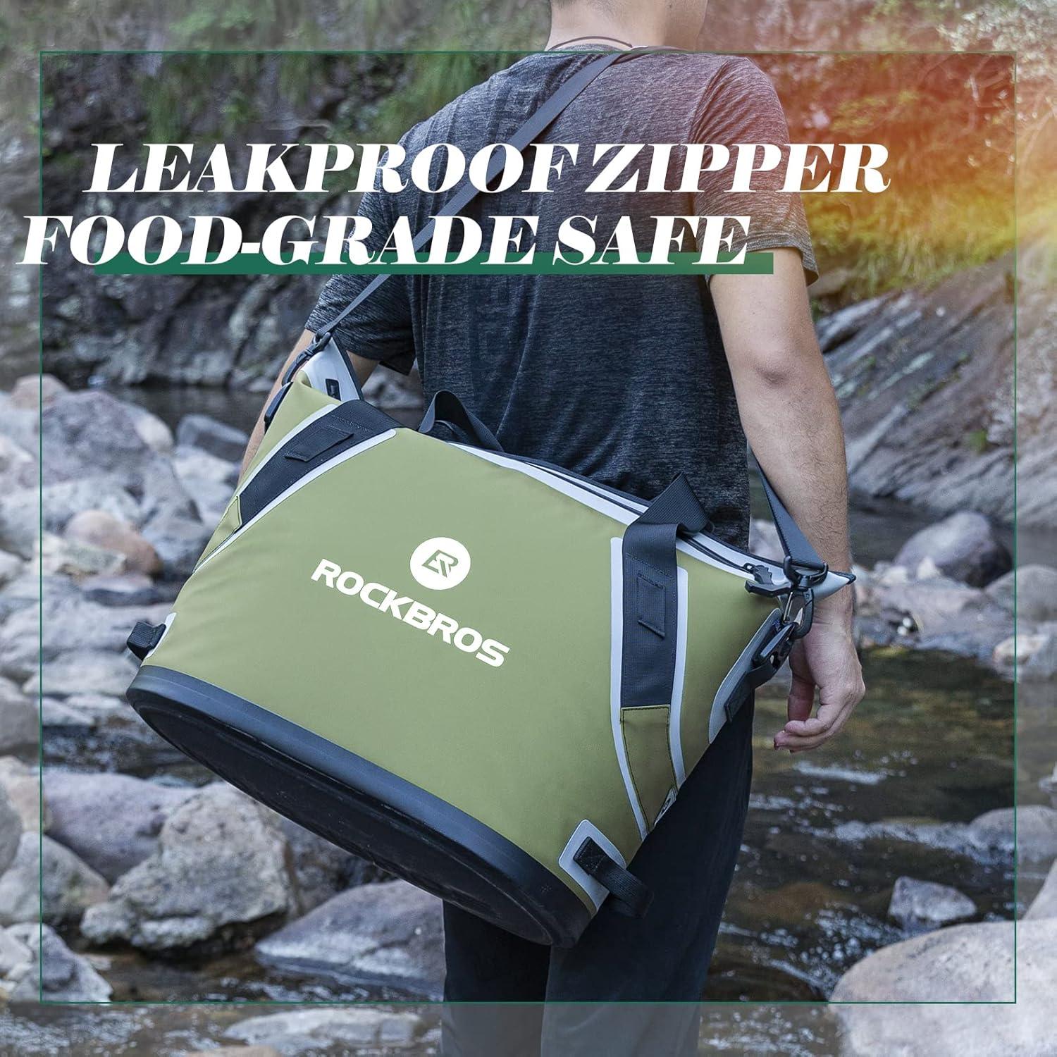 imageROCKBROS Soft Cooler Insulated Leak Proof Cooler Bag Portable 36 Can Large Soft Sided Coolers Waterproof Insulated Pack Cooler for Travel Beach Camping Picnic Lunch Fishing Floating PartyGreen