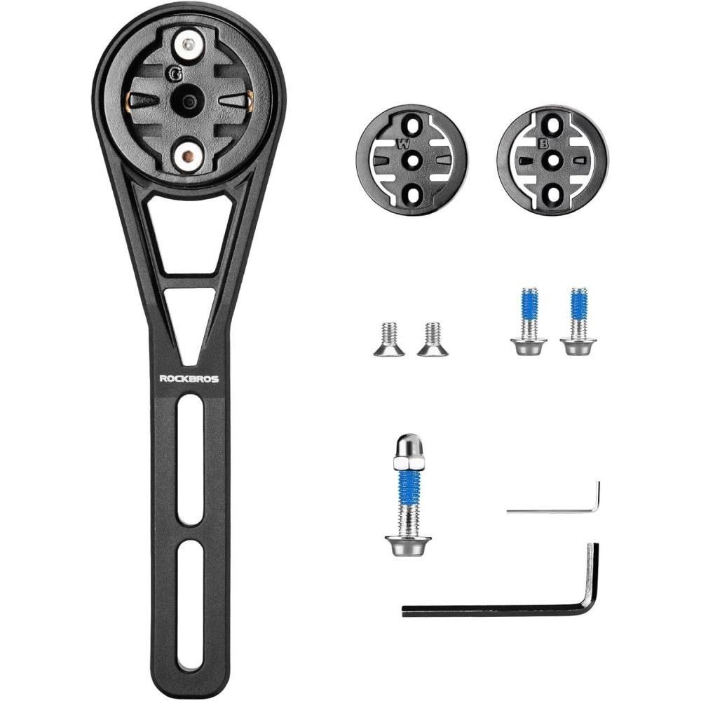 imageROCKBROS Bike Computer Mount OutFront Compatible with Garmin amp Mainstream Watch TablesEquipped with Multiple Types of BasesNylon