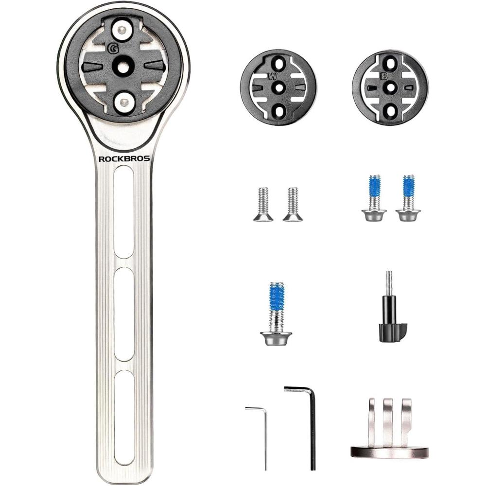 imageROCKBROS Bike Computer Mount OutFront Compatible with Garmin amp Mainstream Watch TablesEquipped with Multiple Types of BasesTitanium Alloy