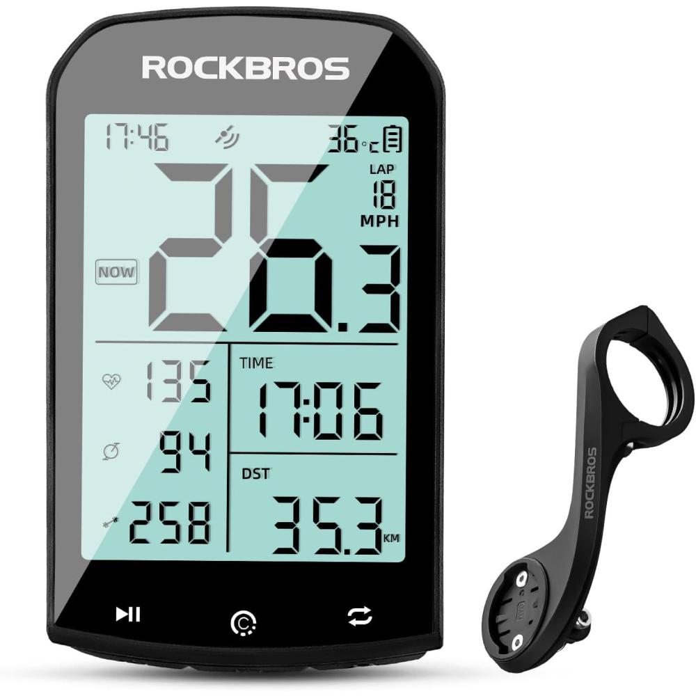 imageROCKBROS Bike Computer Wireless Cycling Computers ANT Bluetooth Bike Speedometer Odometer Bicycle Computer with Speed Cadence Sensor for Riding Cycling Waterproof 29inch LCD ScreenM1Mount