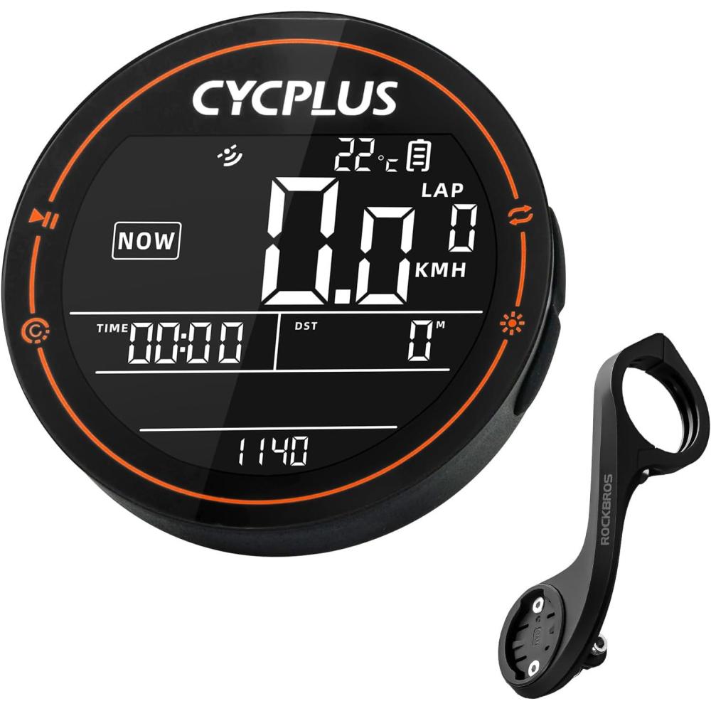 imageROCKBROS Bike Computer Wireless GPS Accurate Bike Speedometer with Bluetooth Mini Cycling Computer IPX6 Waterproof ANT Bicycle Odometer with Automatic Backlight 25 LCD Screen and Larger BatteryComputerholderBlack