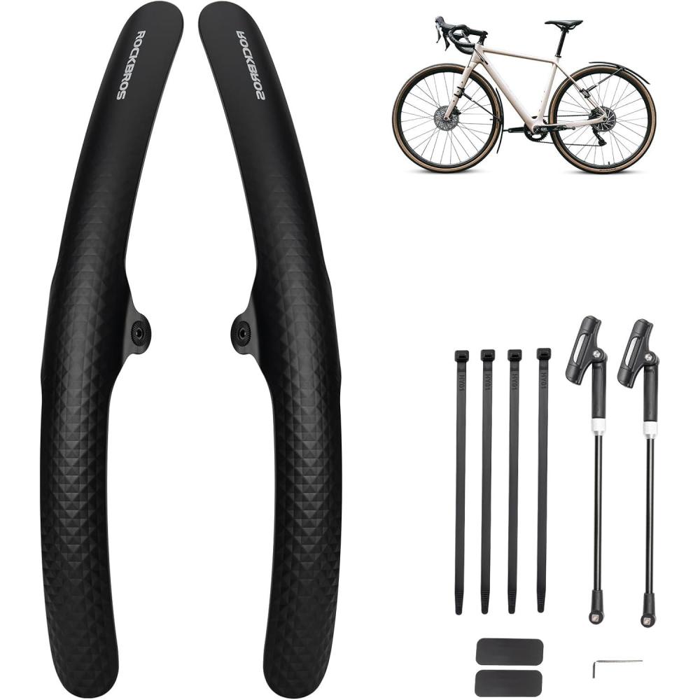imageROCKBROS Bike Fenders 2 Pack Vintage Minimalist Quick Release Bicycle Fenders Front and Rear Universal Bike Mud Guard Adjustable Easy to Installblack2 fenders