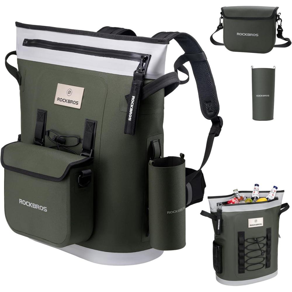 imageROCKBROS Soft Cooler Bag with Removeable Pockets Large Cooler Backpack for 36 Can LeakProof amp Portable Cooler Bags Insulated for Summer Travel Camping Beach PicnicGray